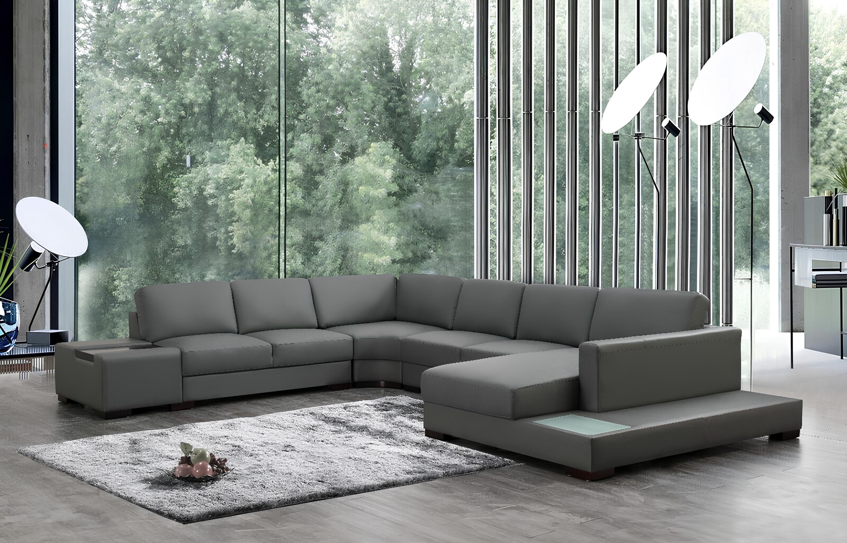JVmoebel Wohnlandschaft Grau Ecksofa U-Form Luxus Stil Modern Wohnzimmer Sofa SOFORT, 1 Teile, Made in Europa