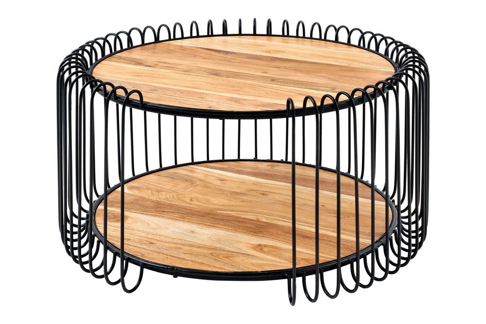 riess-ambiente Couchtisch TRUE ELEMENTS 70cm natur/schwarz - Akazie, Massivholz, Metall, rund (Einzelartikel, 1-St), Industrial Beistelltisch - ideal für Wohn- & Schlafzimmer oder TV-Ecke
