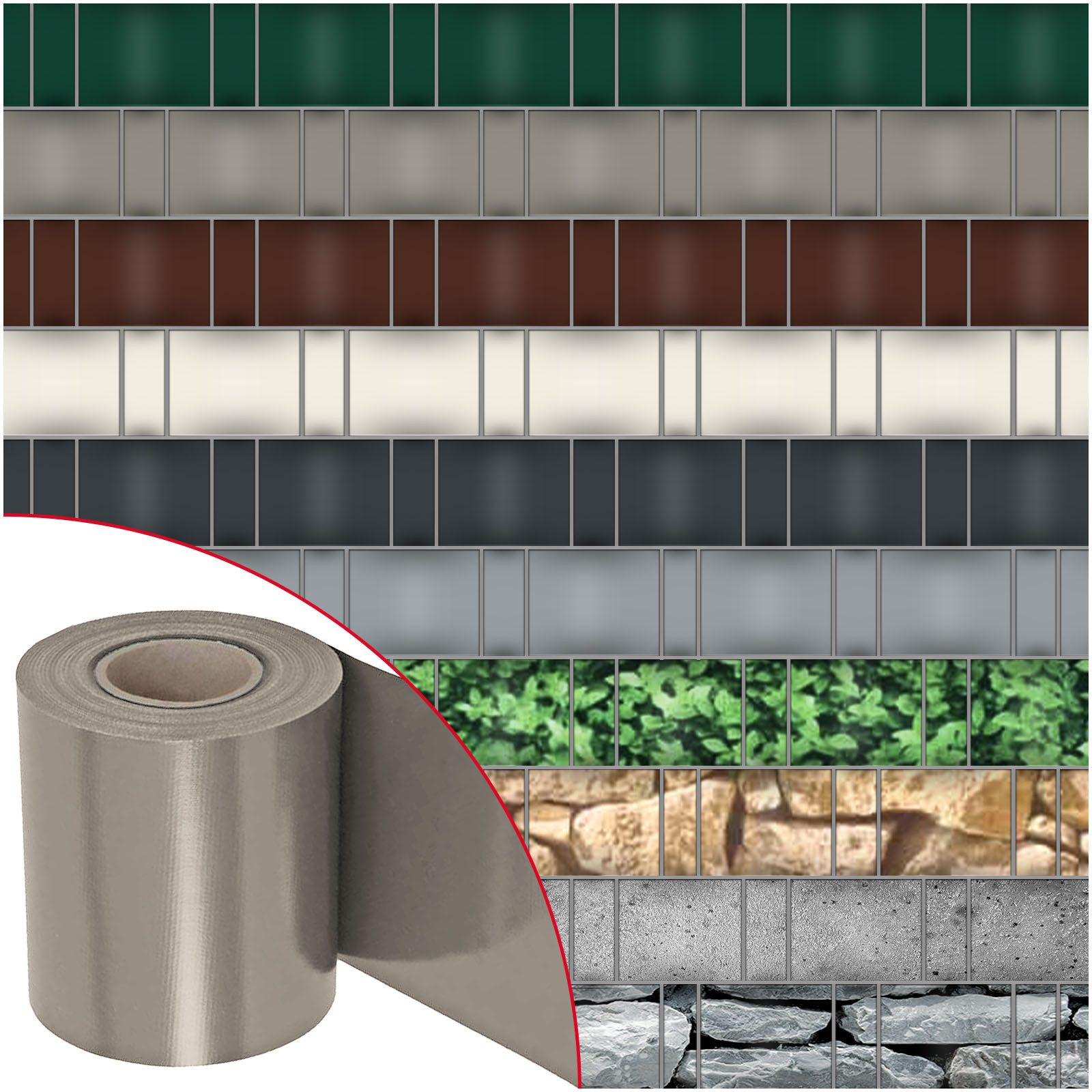 NOOR Sichtschutzstreifen PVC Blickdicht - für Doppelstabmattenzaun, Sicht- und Windschutz für Garten, Balkon und Terrasse