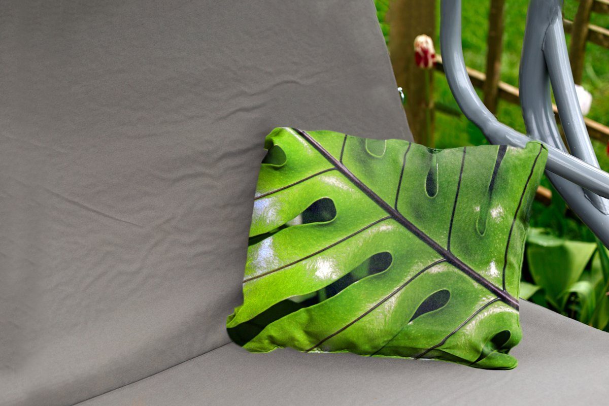 Outdoor-Dekorationskissen, Dekokissenbezug, der in Tropische Sonne, leuchten Dekokissen botanische MuchoWow Blätter Polyester, Kissenhülle