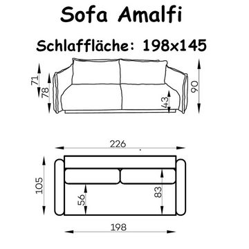 Möbel für Dich Sofa Bettsofa Amalfi mit Cord bezogen sowie mit Bettkasten und Farbauswahl, Cordbezug