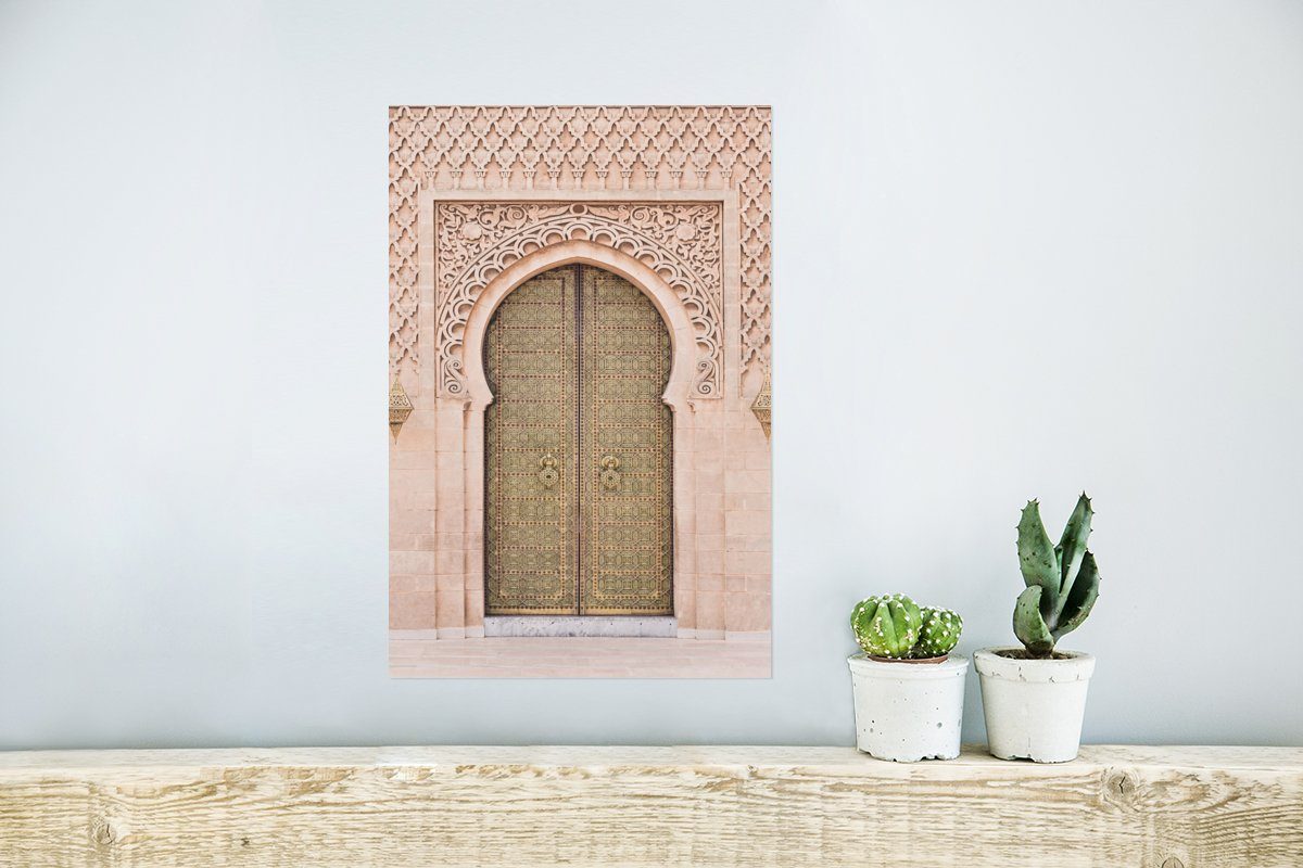 MuchoWow Poster Marokkanische Kunst - Ohne St), Wandbild, (1 Rosa Rahmen Tür Poster, - Tor, Wohnzimmer, Wandposter - für