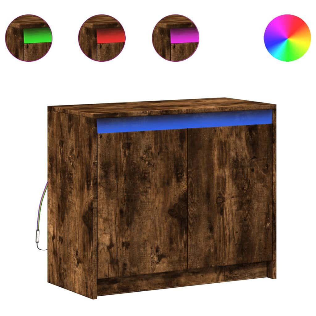 vidaXL Sideboard LED-Sideboard Räuchereiche 72x34x61 cm günstig online kaufen