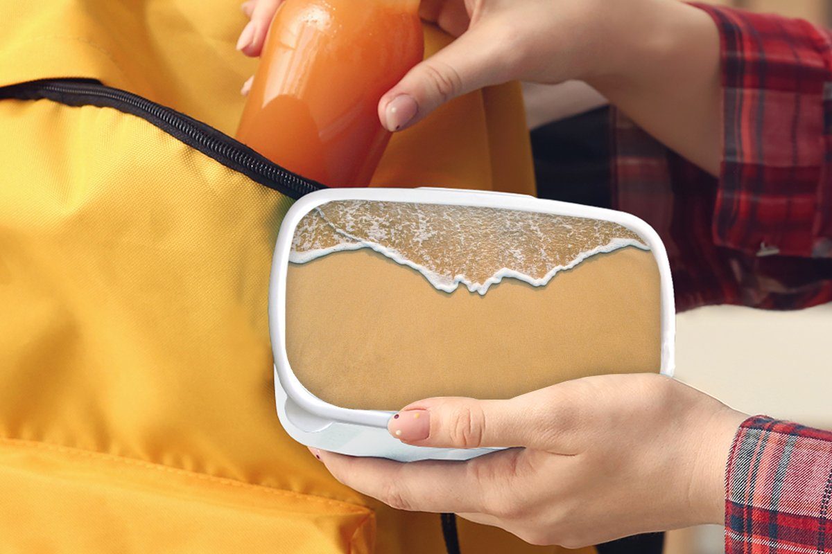 MuchoWow Lunchbox - Erwachsene, Mädchen weiß Jungs Brotbox Sommer Brotdose, für (2-tlg), Kunststoff, Kinder und Strand und - Meer, für