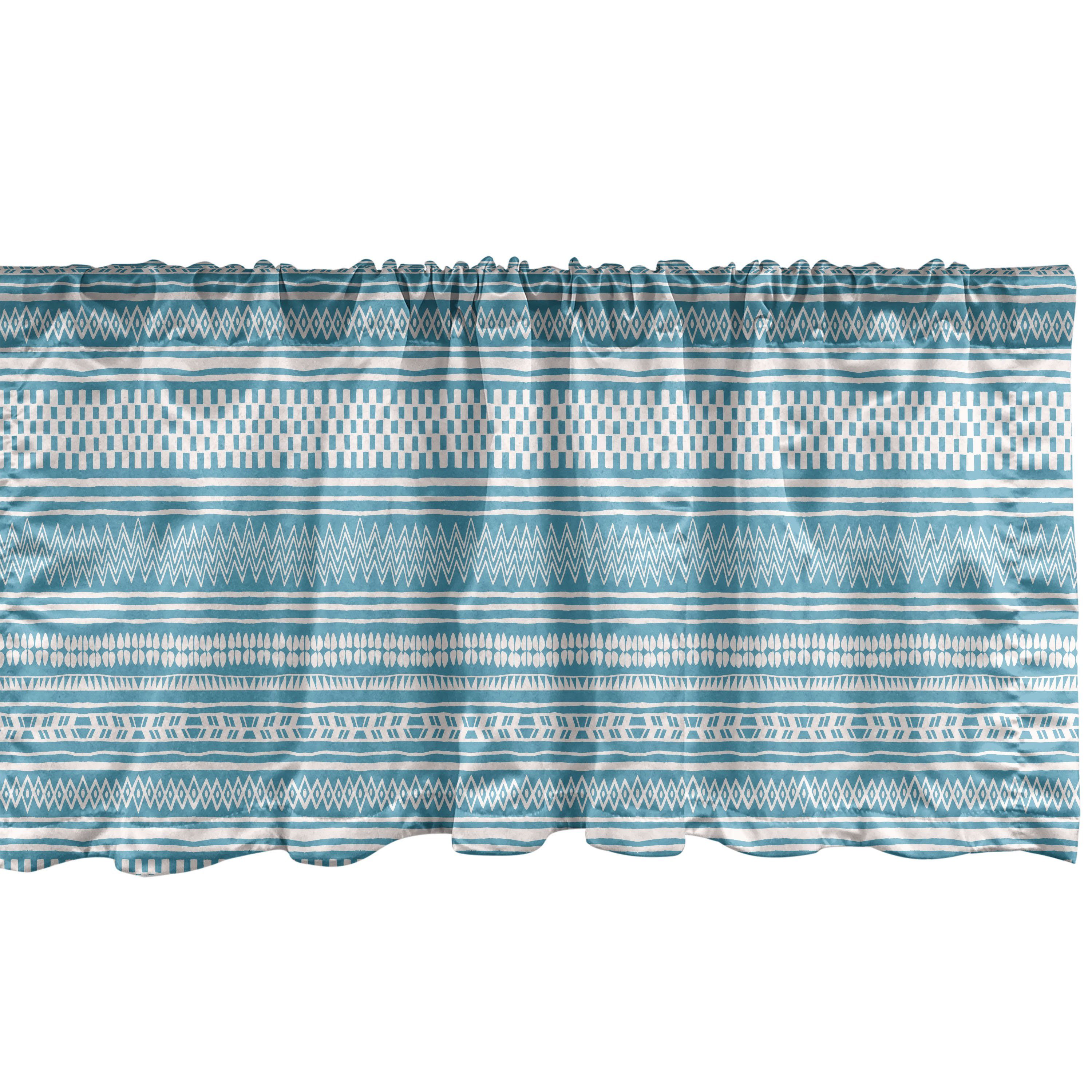 Scheibengardine Vorhang Volant für Küche Schlafzimmer Dekor mit Stangentasche, Abakuhaus, Microfaser, Aztekisch Horizontale Streifen und Zickzacke