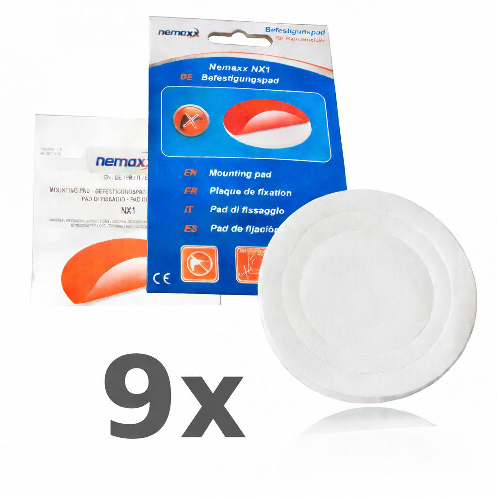 NEMAXX Rauchmelder Befestigungspad Ø 80 mm Original Rauchmelder (Montage ohne Bohren – Decke/Wand – kein Bohrloch nötig)