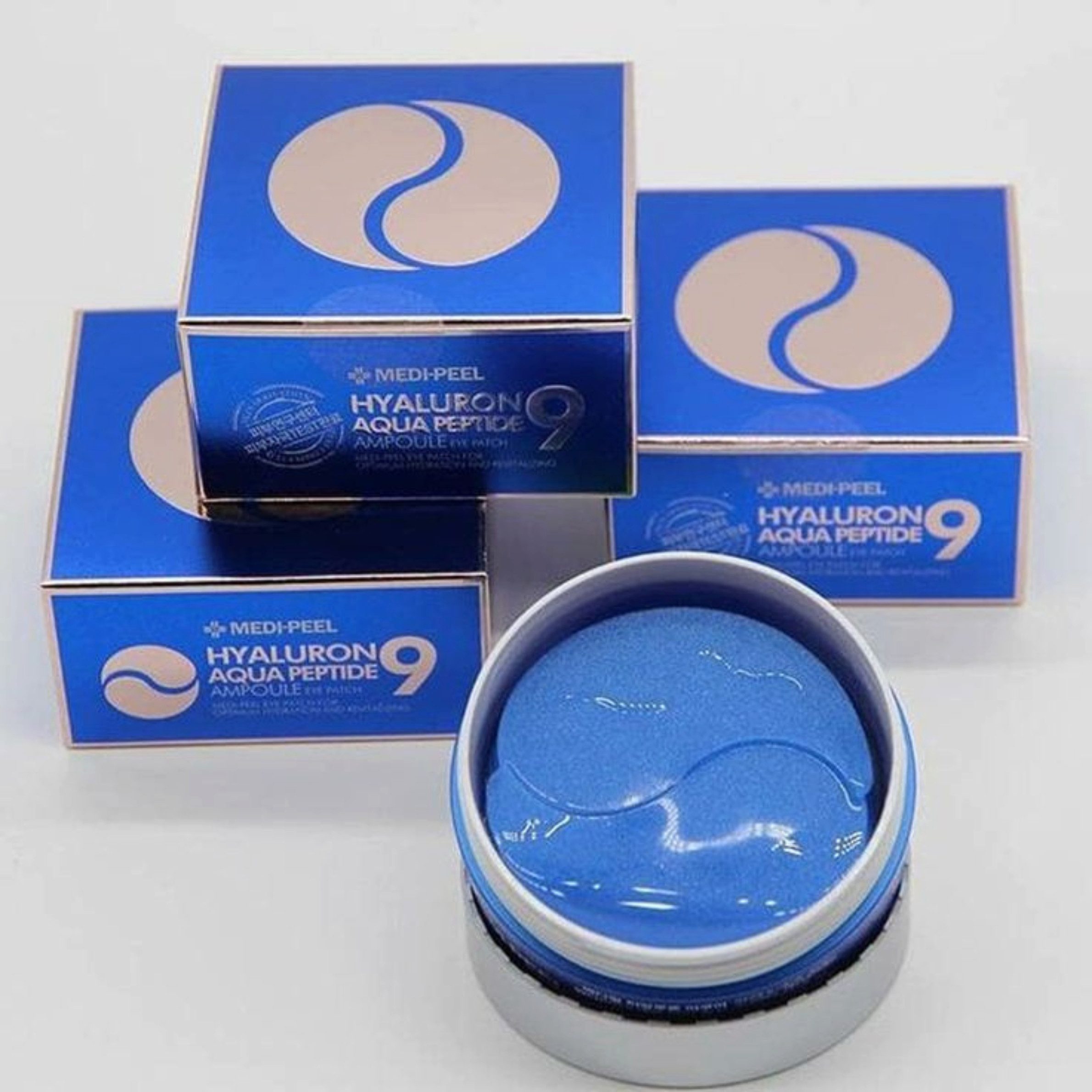 Medi-Peel Augenmaske MEDI-PEEL, Hyaluron Aqua Peptide Ampoule Eye Patch - 60 Pcs, Hydrogel-Augenpads mit 9-fach Hyaluron- und Peptidkomplex