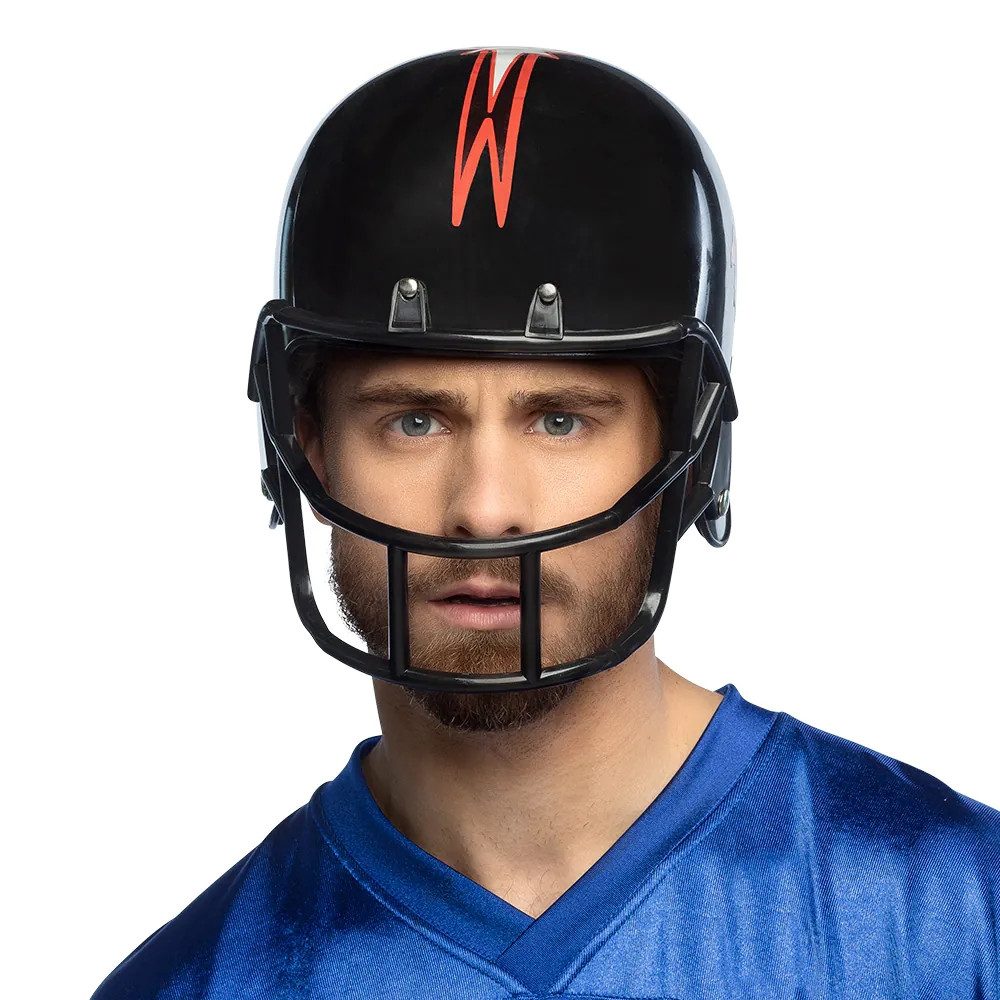 Boland Kostüm American Football Helm schwarz Sporthelm für Karneval-Kostüm, Zubehör für Sportler- und Football-Kostüme, innen mit Schaustoff