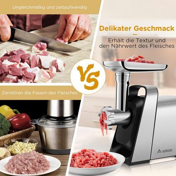 AMZCHEF Fleischwolf MGG-10OT0-SV, 3000,00 W, 120.000 Schnitte pro Minute,Mit zwei Schneidmessern,Mit drei Klingen