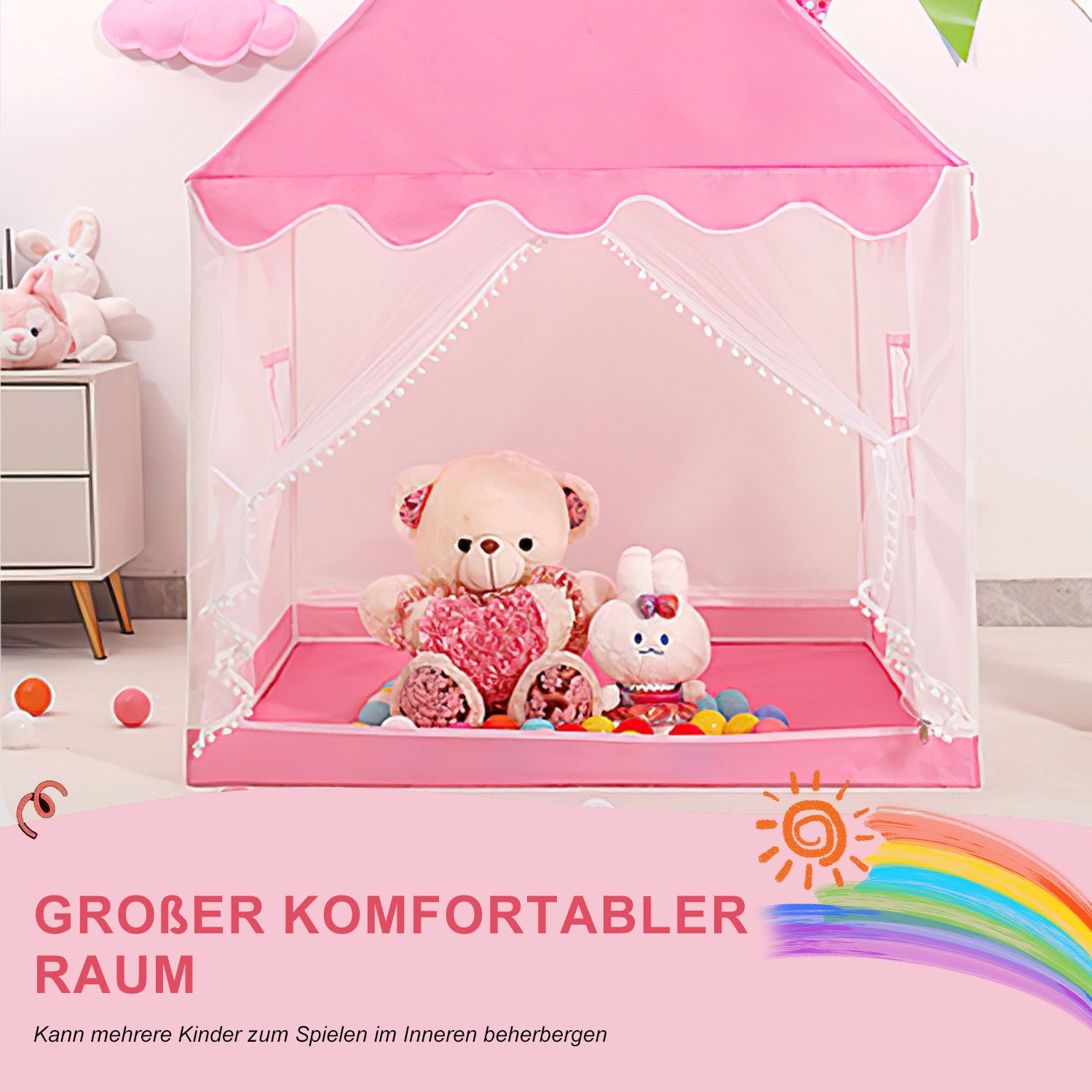 SURFOU Spielzelt Kinderzelt 2 IN 1 günstig online kaufen