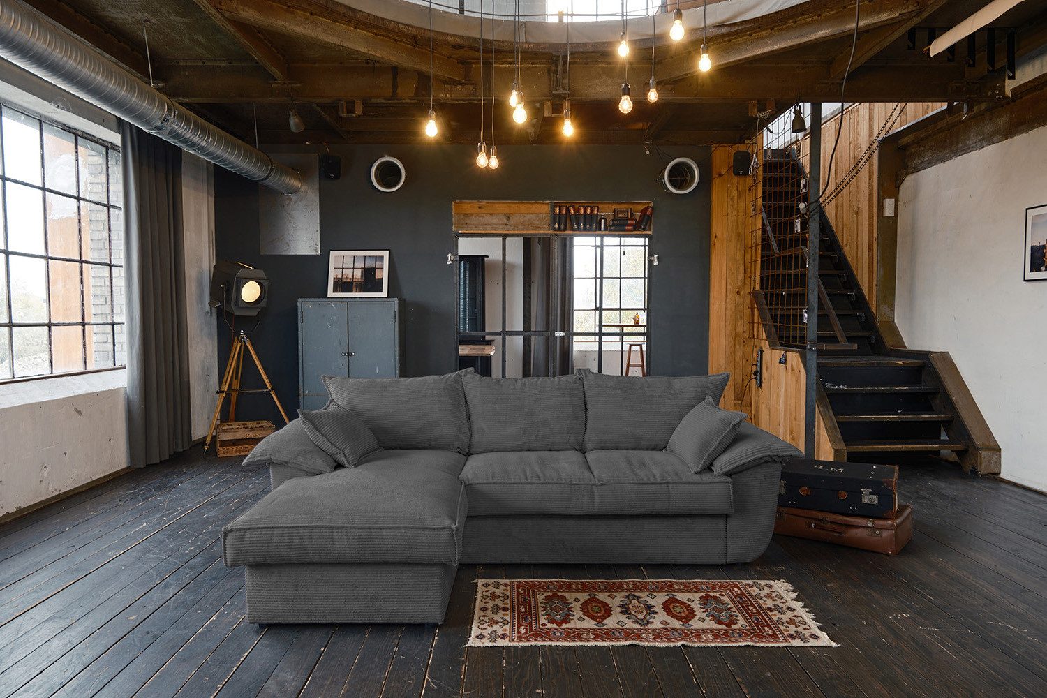 KAWOLA Ecksofa DAMETO, Schlafsofa Couch Cord günstig online kaufen