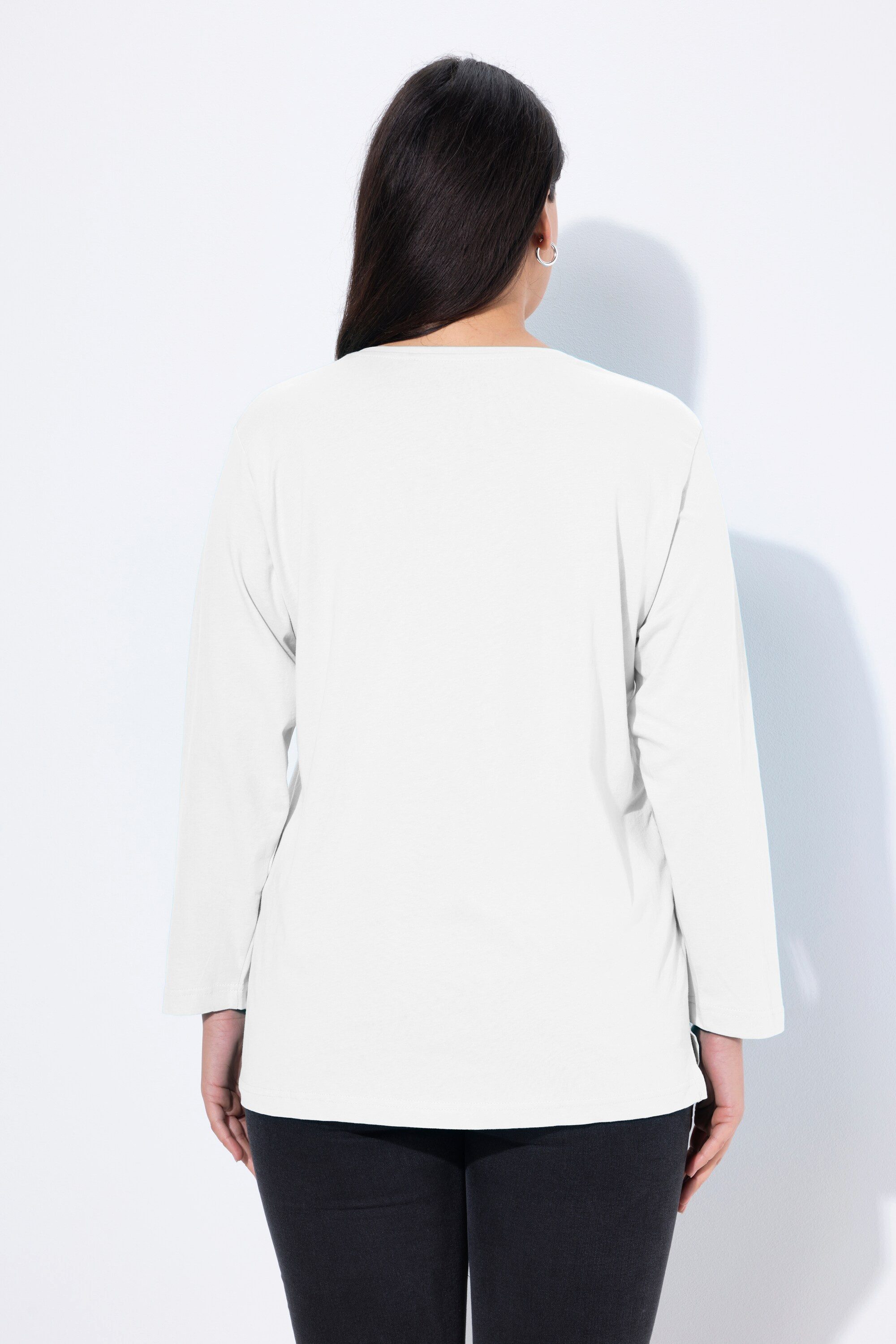 Ulla Popken T-Shirt Shirt V-Ausschnitt Relaxed Langarm – Bild 3 von 5