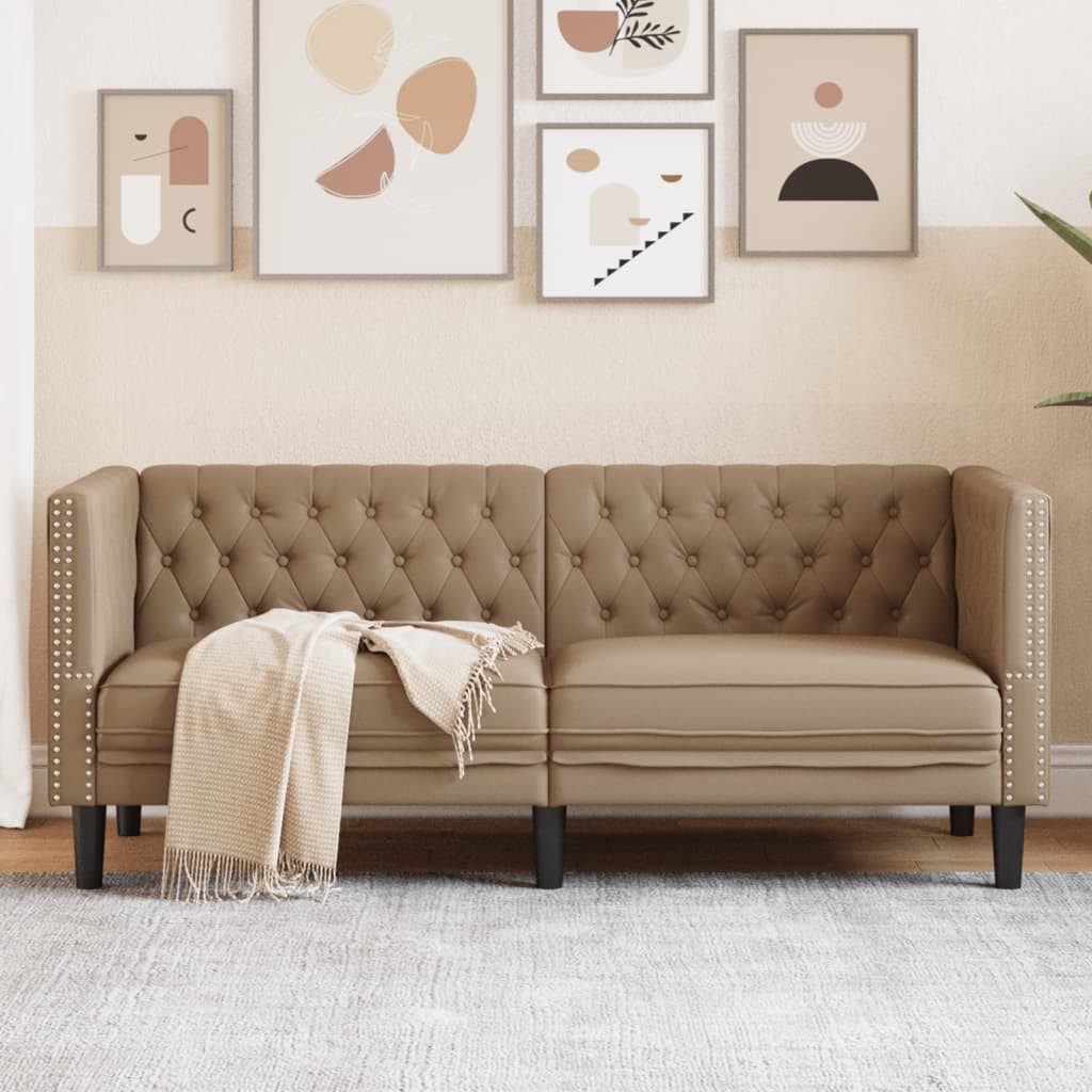 vidaXL Sofa Chesterfield-Sofa 2-Sitzer Cappuccino Kunstleder günstig online kaufen