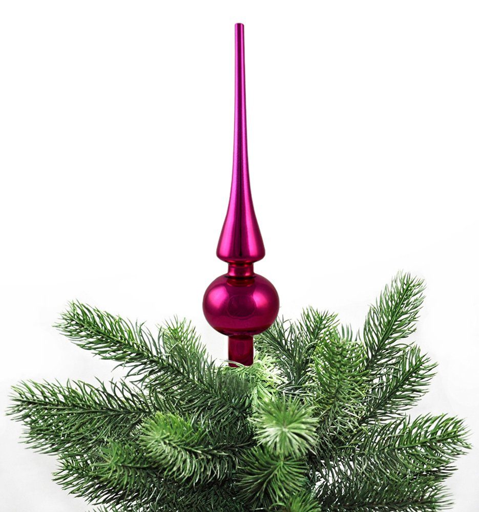 JACK Christbaumspitze Christbaumspitze Echt Glas 26 x 6 cm Matt Glanz Weihnachtsbaum Spitze, Baumspitze aus Echt Glas, inklusive praktischer Aufbewahrungsbox Berry Pink Glanz