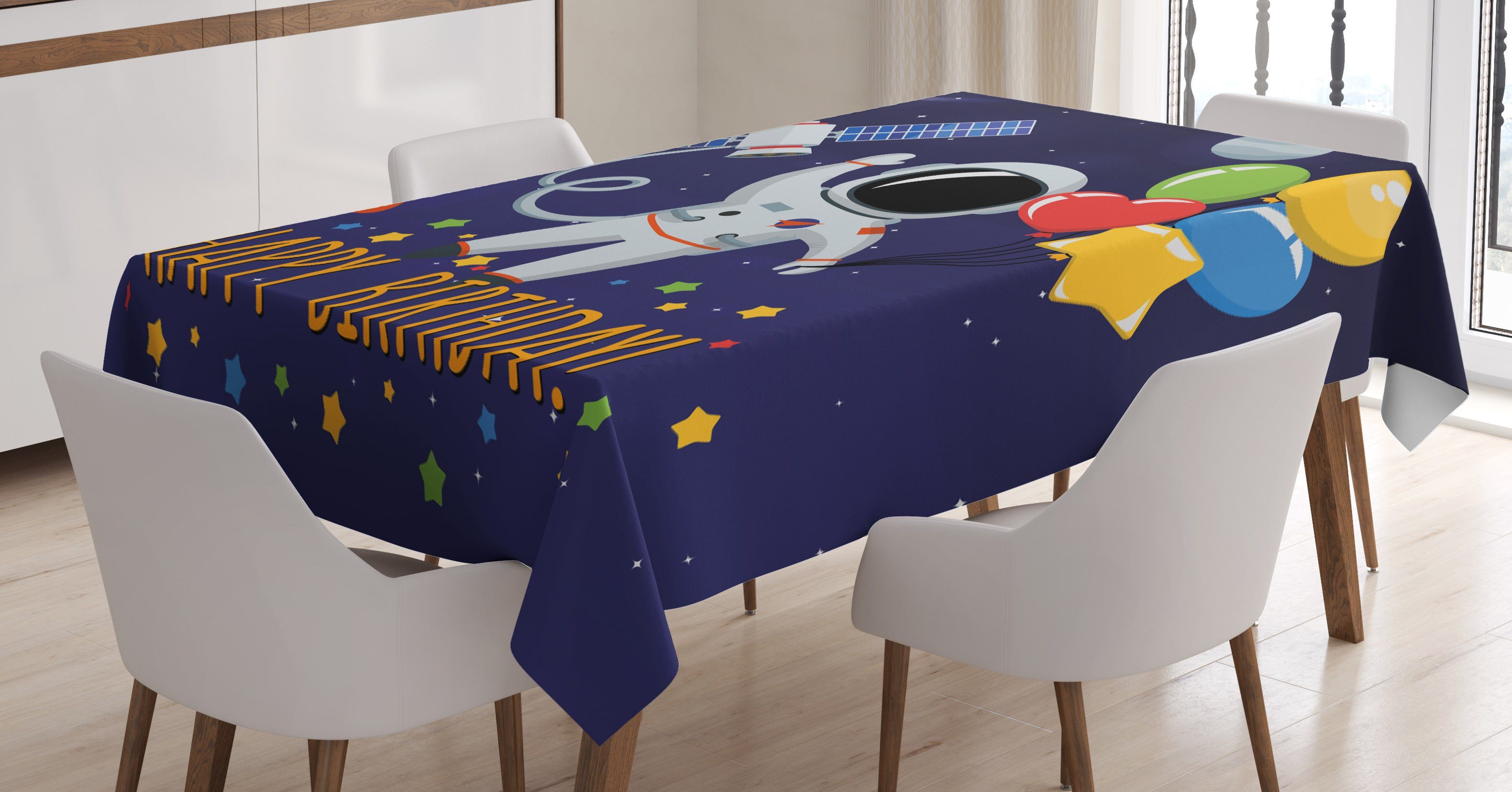 Abakuhaus Tischdecke Farbfest Waschbar Für den Außen Bereich geeignet Klare Farben, Geburtstag Astronaut Ballon | Tischdecken