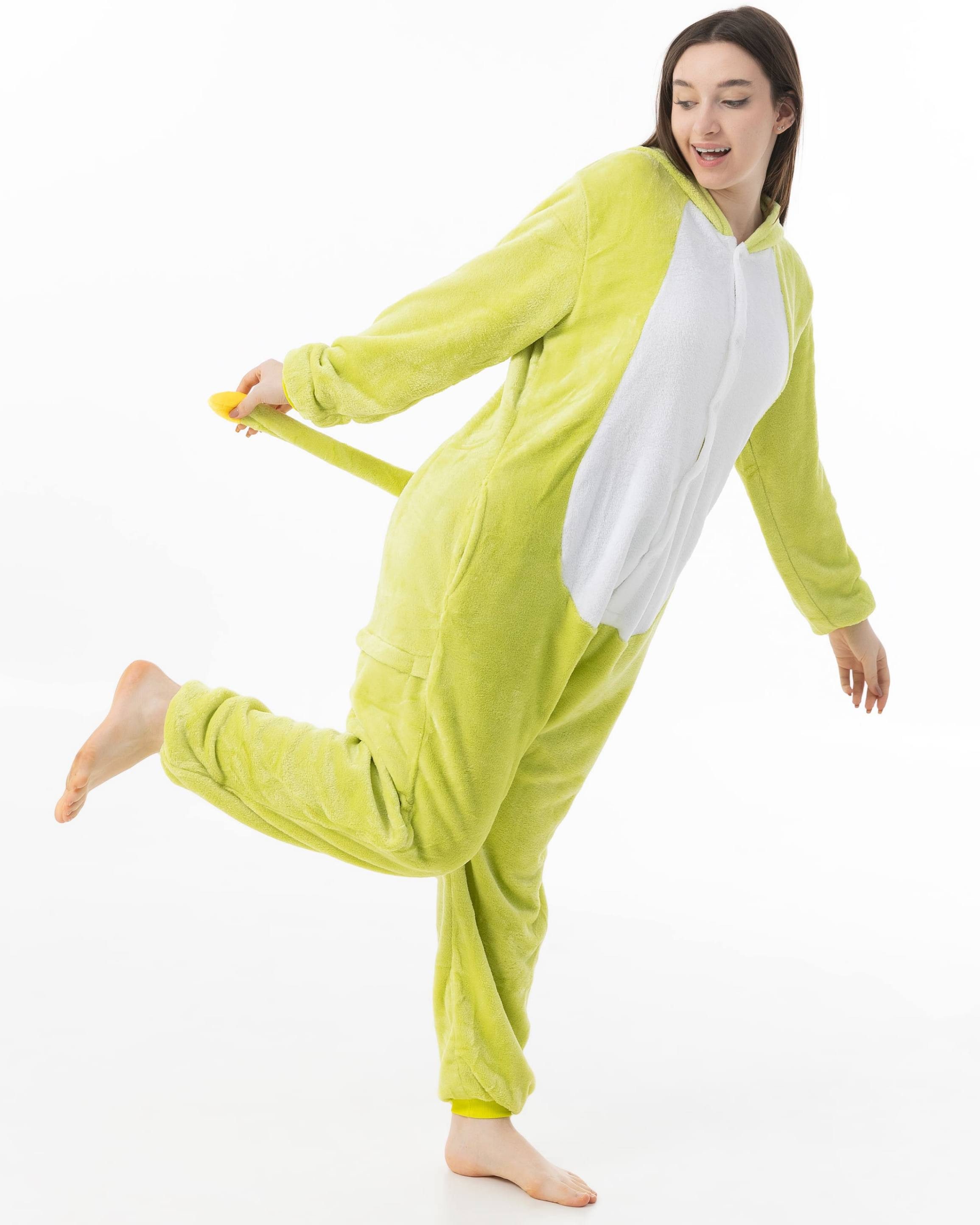 Katara Partyanzug Fantasy Figuren Jumpsuit Kostüm Erwachsene S-XL, Karneval - Kostüm, Kigurumi - Dinosaurier grün XL (175-185cm)