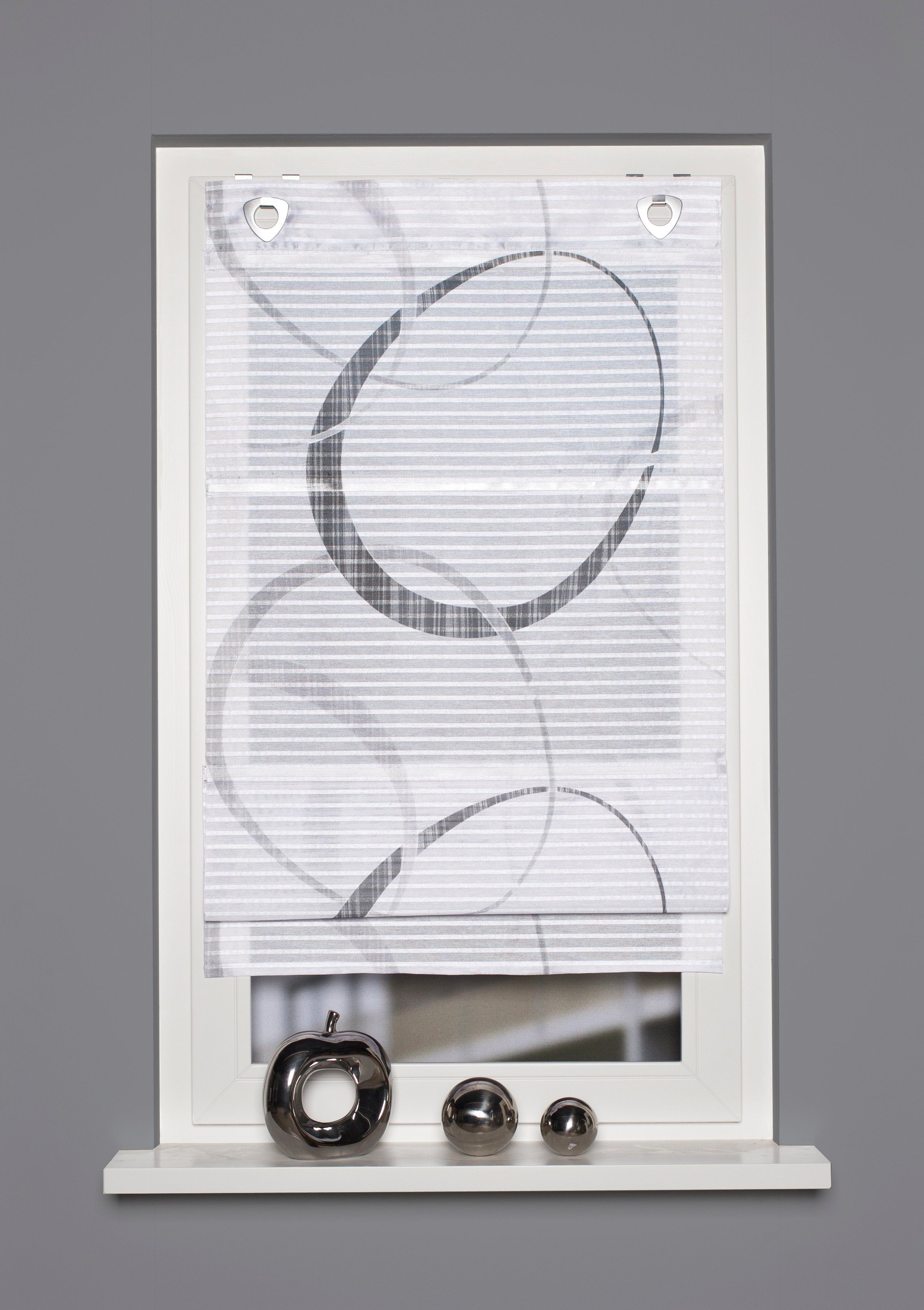 HOME WOHNIDEEN Magnetrollo Magnetrollo Vitus mit aufgedruckten Kreisen Farbe: grau, mit Bohren, bedruckt