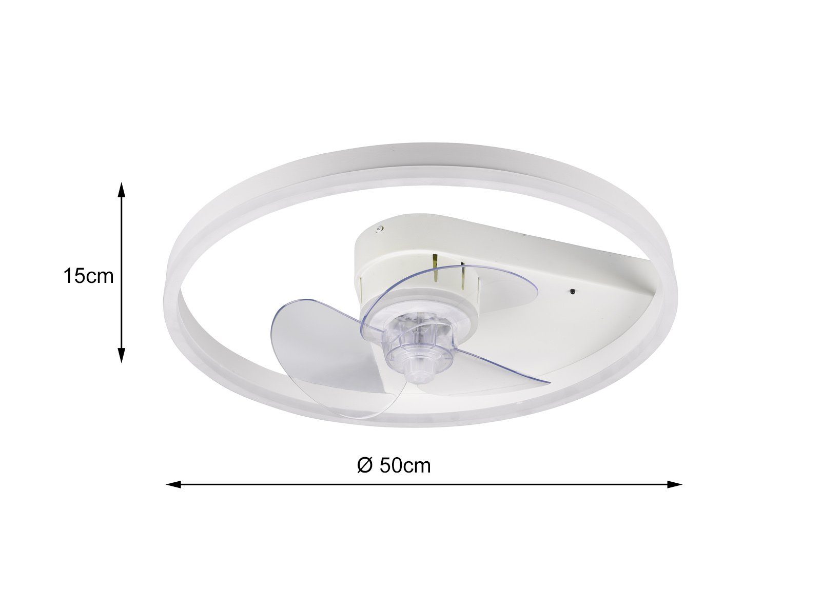 Deckenlüfter Ventilator Deckenventilator-en LED LED einstellbar, einstellbar, Lichtfarbe integriert, mit Licht, Ø50cm Weiß, Deckenleuchte, fest Lichtfarbe meineWunschleuchte Timerfunktion,