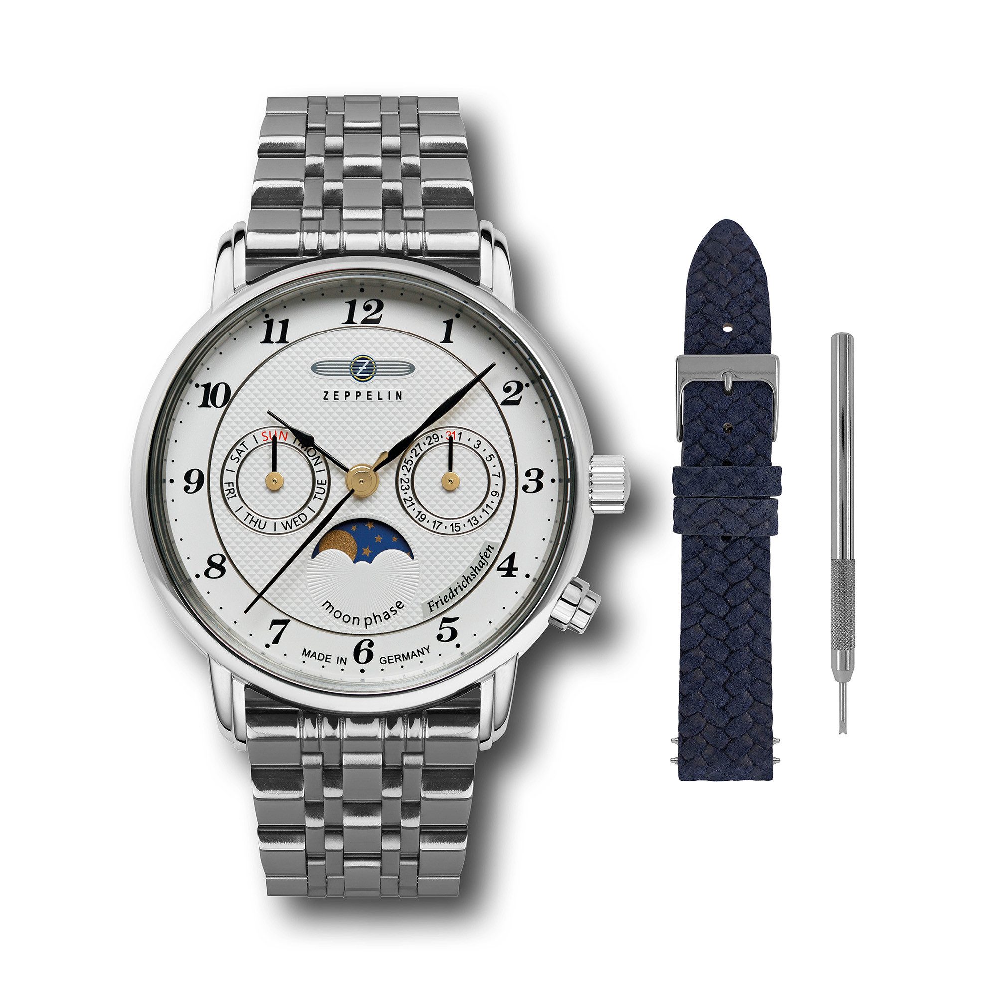 ZEPPELIN Quarzuhr Friedrichshafen 8537M-1_SET, (Set, 2-tlg., mit Wechselarmband), Armbanduhr, Damenuhr, Made in Germany, Edelstahlarmband