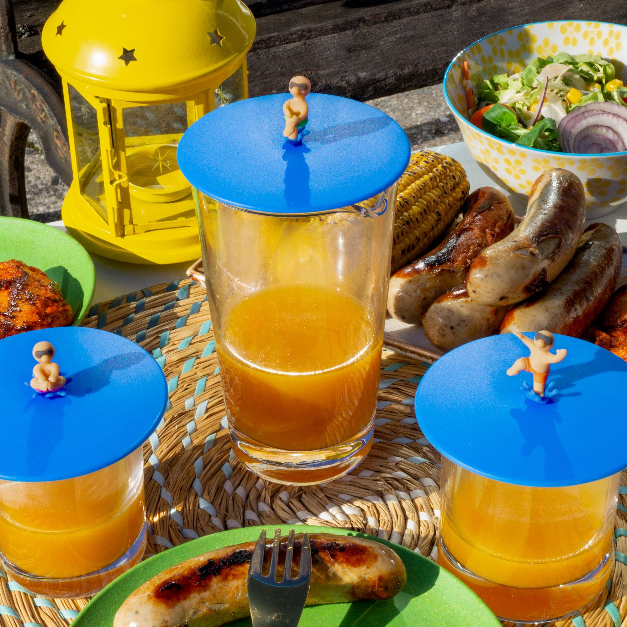 Lurch Glas Sommerdeckel Splash Boys 3er Set Glasabdeckung, Silikon