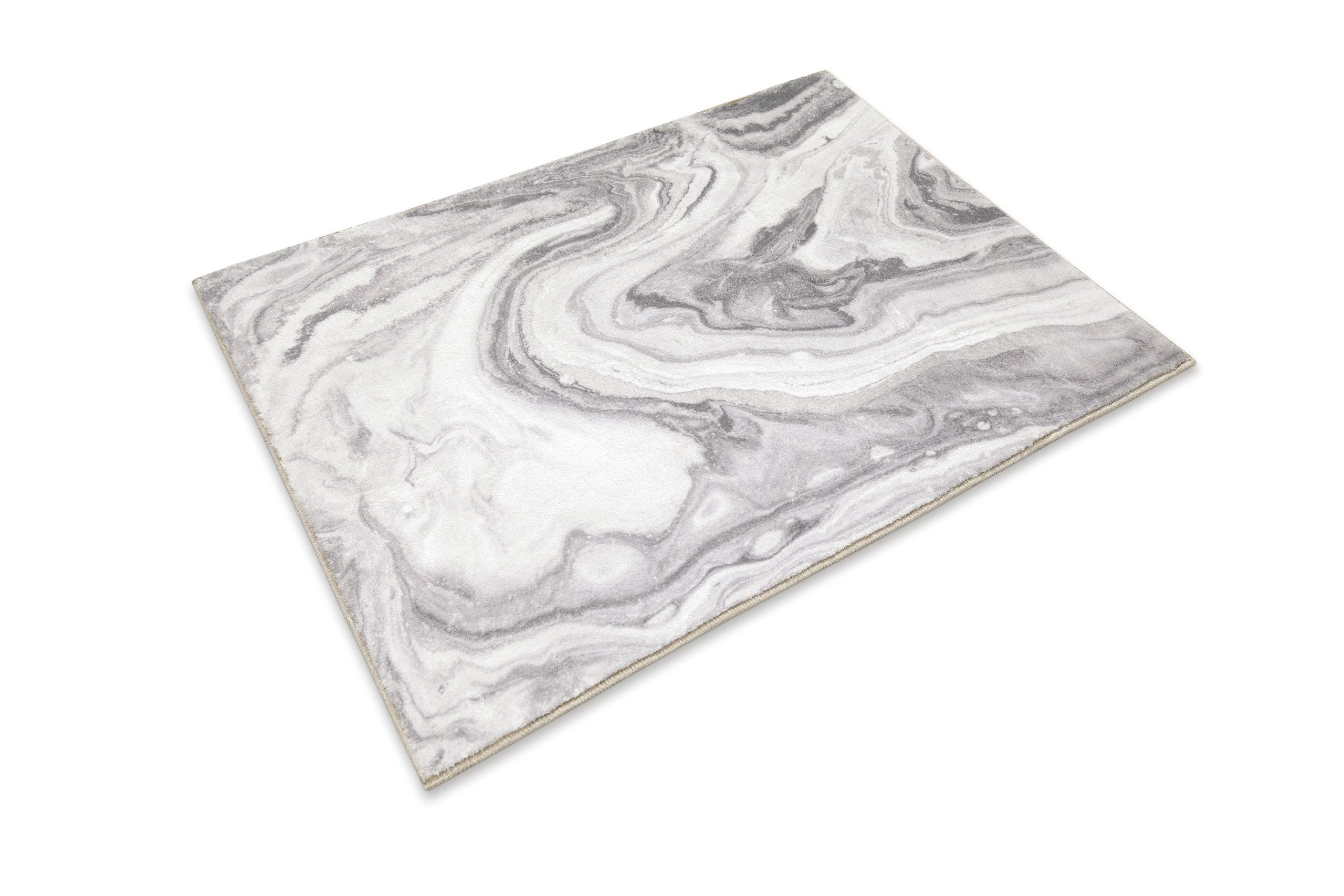 Wecon home Badematte Jani, Höhe 5 mm, Polyester, rechteckig, Marmor Design, waschbar, rutschfest, schnell trocknend, Badteppich