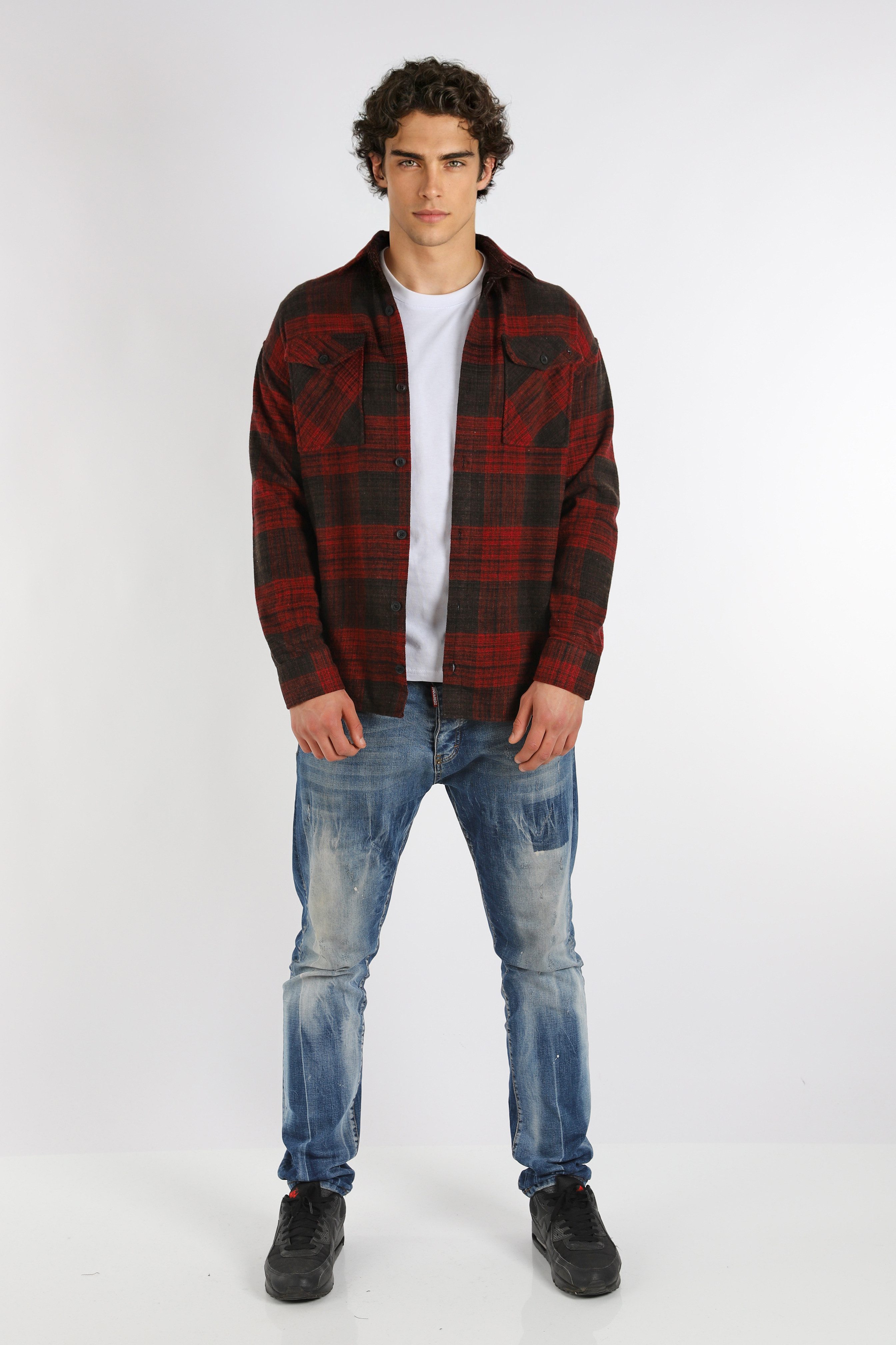 Megaman Jeans Flanellhemd Herren Holzfällerhemd Flanellhemd Kariert Freizeithemd Jacke Regular Langarm Kentkragen Holzfäller