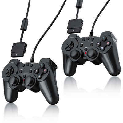 CSL PlayStation-Controller (Spar-Set, 2 St., PS2 Gamepad mit Dual Vibration (Rumble Effekt), Präzision & Komfort)
