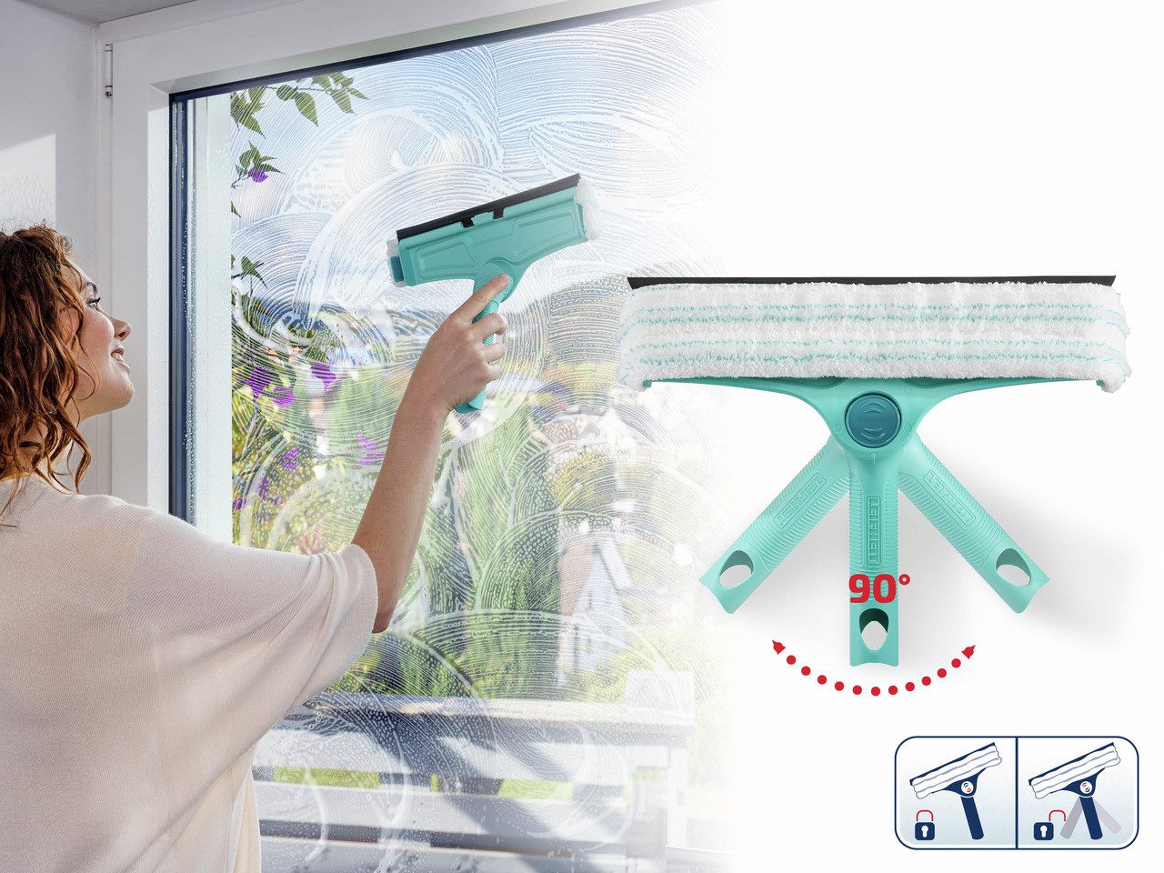 Leifheit Fensterreiniger Fenster- & Rahmenwischer 4in1