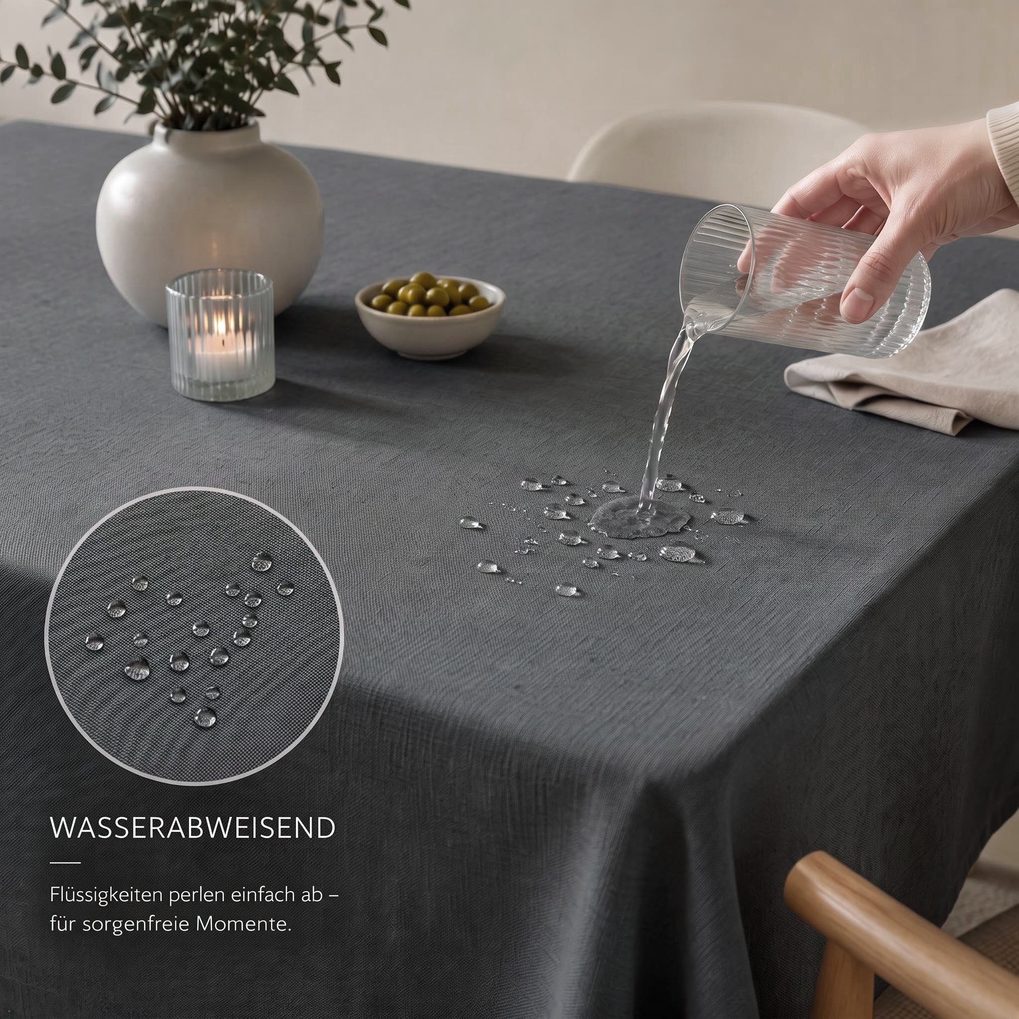 OTTO home Tischdecke Josée, wasserabweisend, in eckig & rund (Packung 1-tlg), strukturiert, Leinenoptik, uni,wasserabweisend, pflegeleicht, Deko