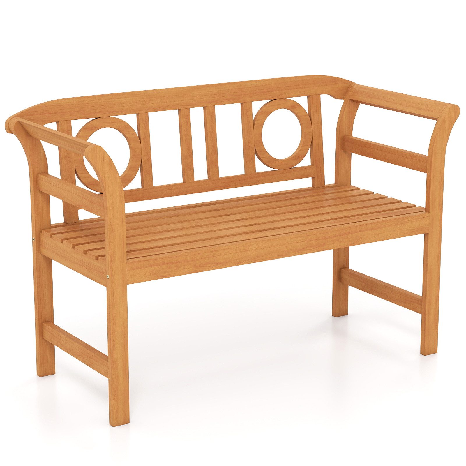 COSTWAY Gartenbank, Akazienholz 2-Sitzer wetterfest Sitzbank mit Armlehnen 100cm