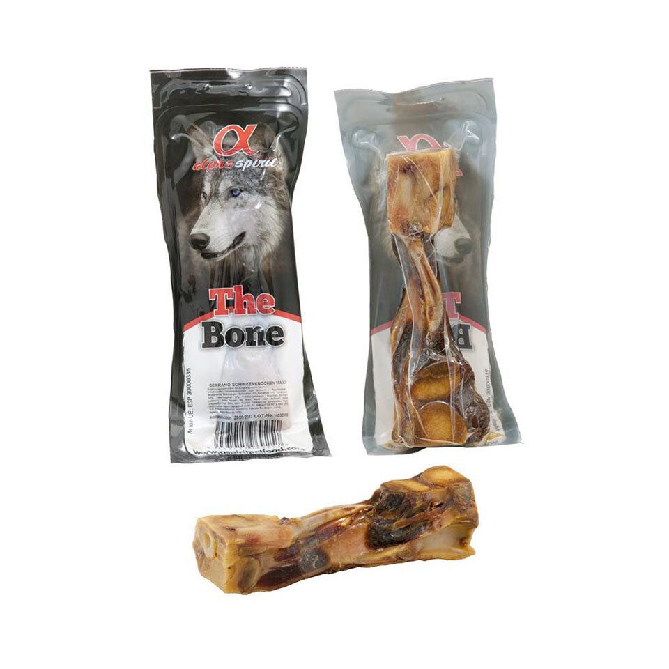 Alpha Spirit The Bone Serrano Schinkenknochen Maxi - 12 Stück, Snack für: Hund