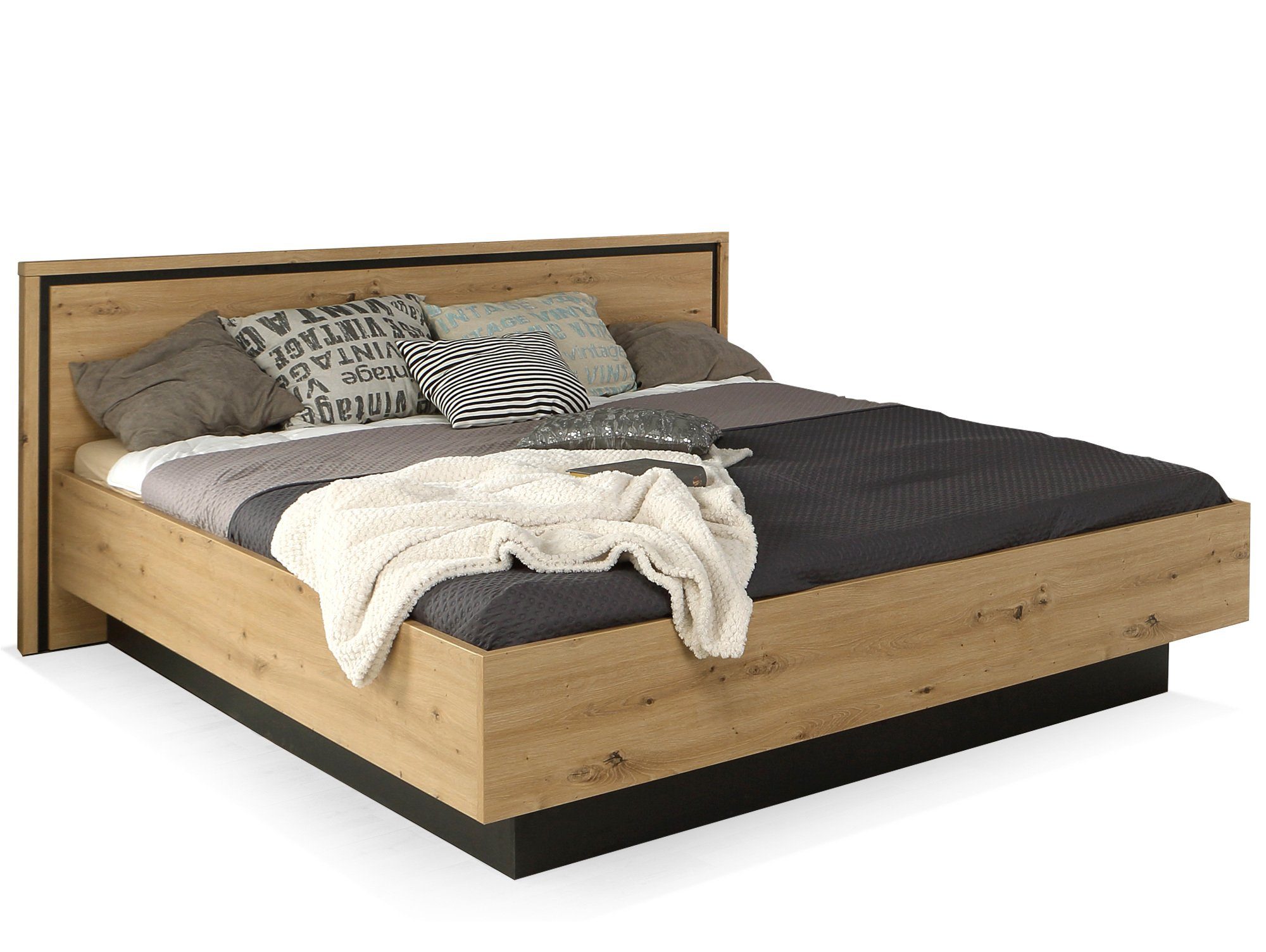 Moebel-Eins Futonbett, TEMMY Doppelbett 180x200 cm, Material Spanplatte,  Artisan Eiche Nachbildung