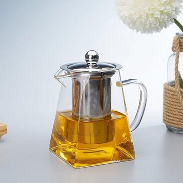 ROY Teekanne Modernes 350ml Glas-Teekanne mit Teesieb Teekessel
