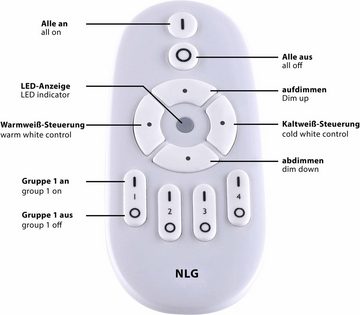 JUST LIGHT Deckenleuchte FLAT, Dimmfunktion, Memoryfunktion, mehrere Helligkeitsstufen, LED fest integriert, Neutralweiß, Warmweiß, CCT - Farbtemperaturregelung (verstellbar von 2700-5000K)