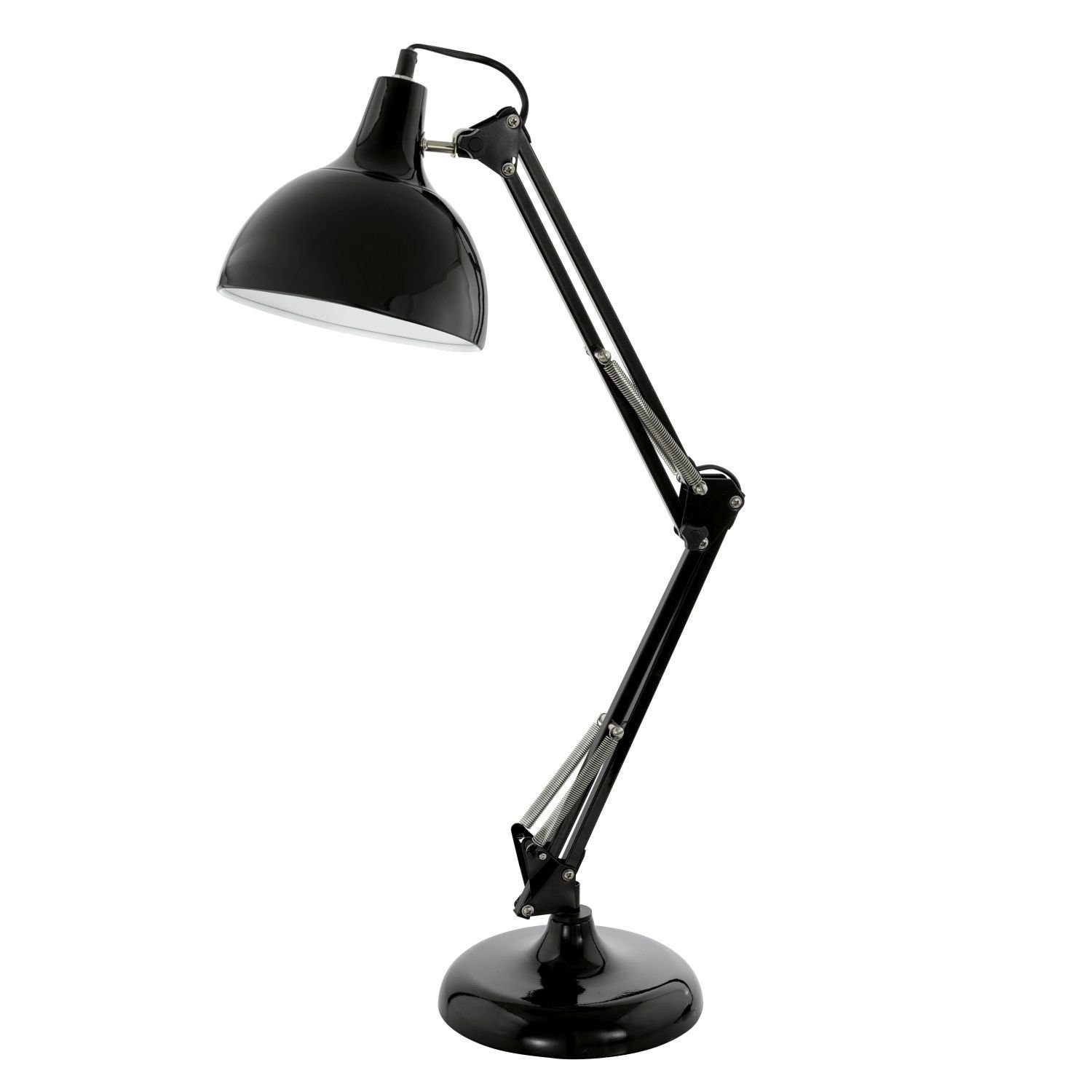 Schwarz Schreibtischleuchte verstellbar E27 cm Leuchtmittel, ohne BORGILLIO, 71 Arm Gelenk Schreibtischlampe Metall Licht-Erlebnisse