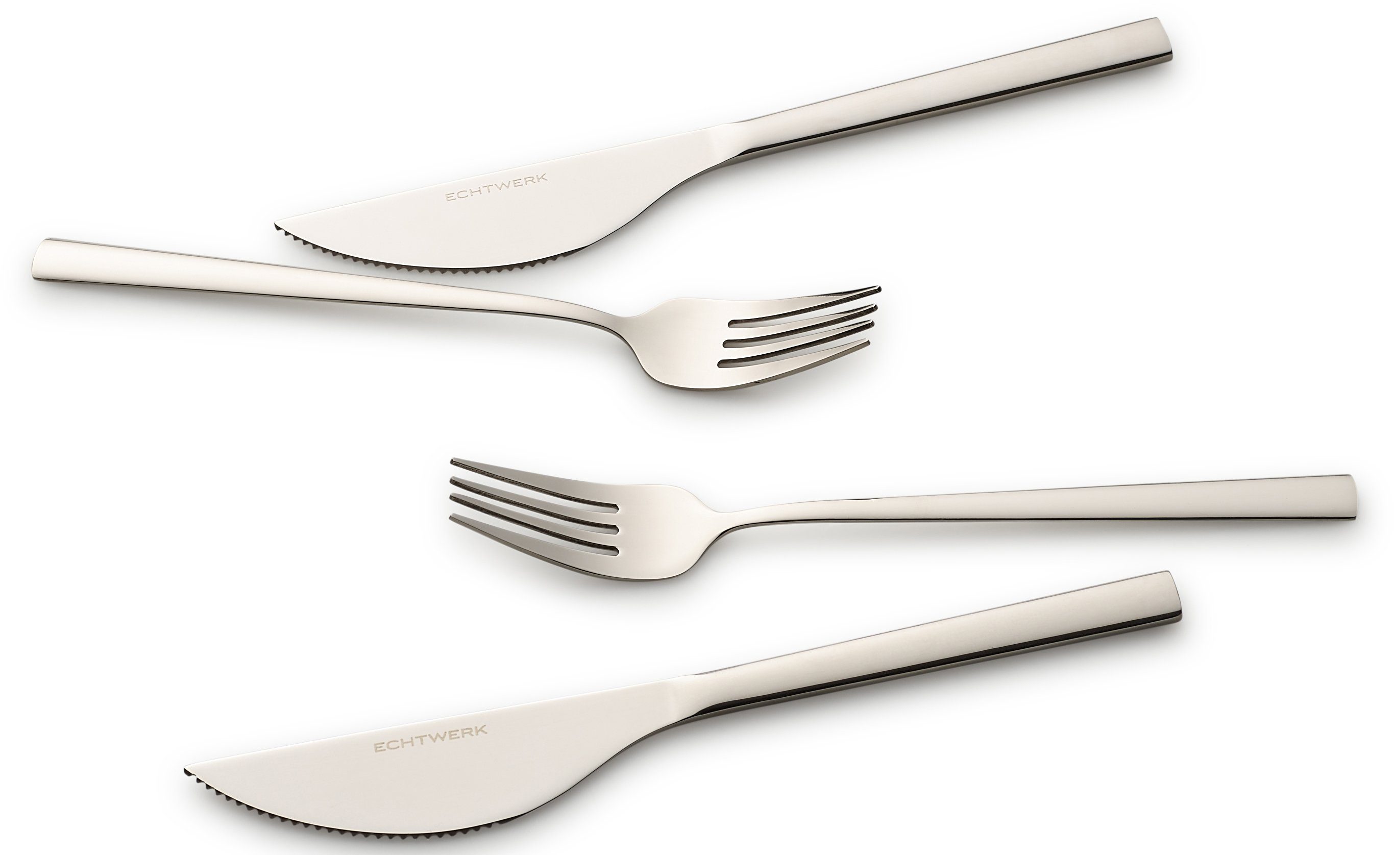 ECHTWERK Besteck-Set Angelini (4-tlg), 2 Personen, Chromnickelstahl 18/10, für Pizza, Quiche, Flammkuchen