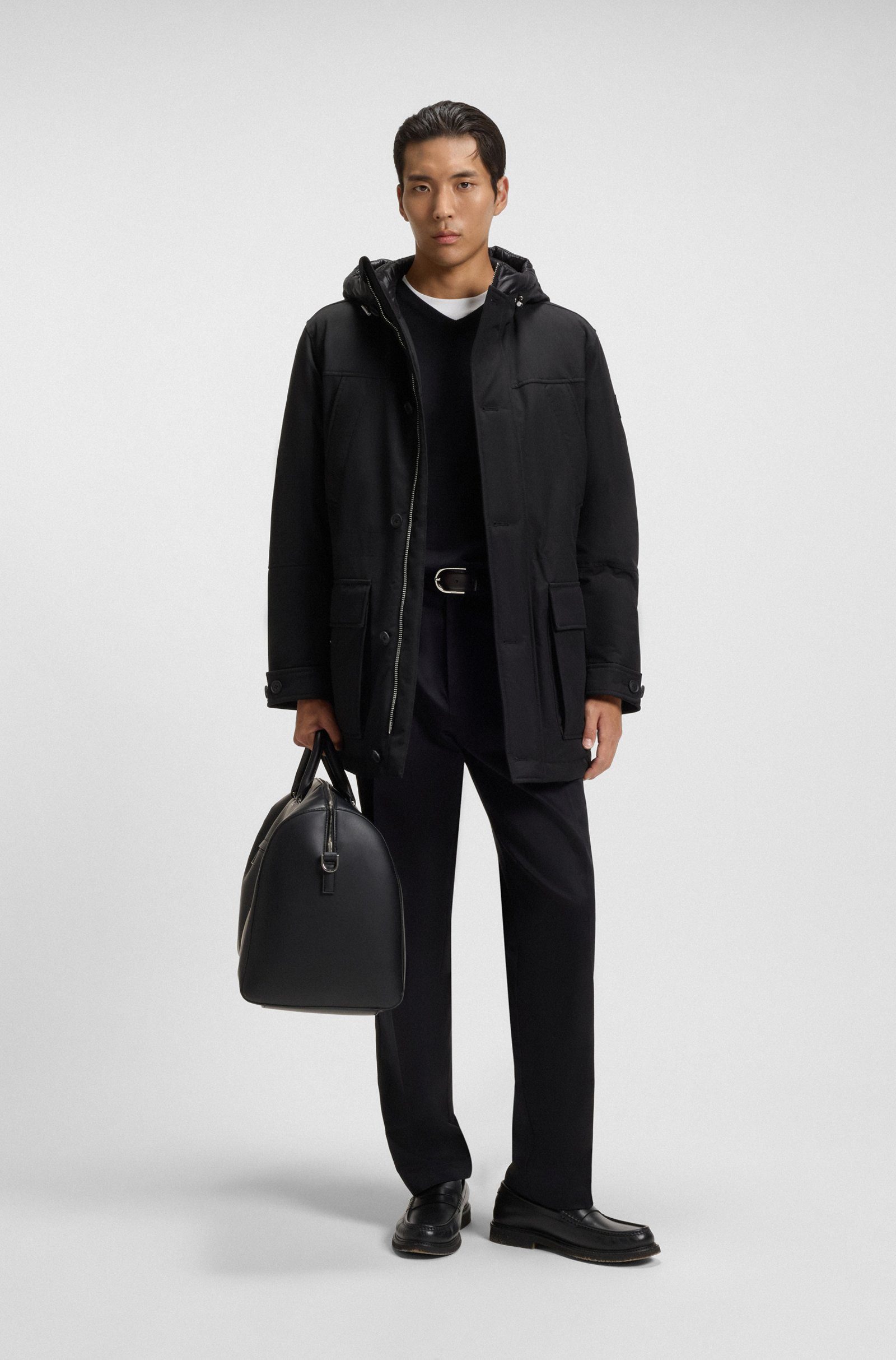 BOSS Kurzmantel Jacke mit Daunen- und Federfüllung (1-tlg)