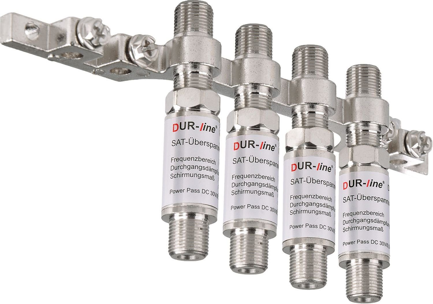 DUR-line DUR-line DEB4 Erdungsblock-Set - Erdungsblock 4fach + 4x Überspannungs SAT-Kabel