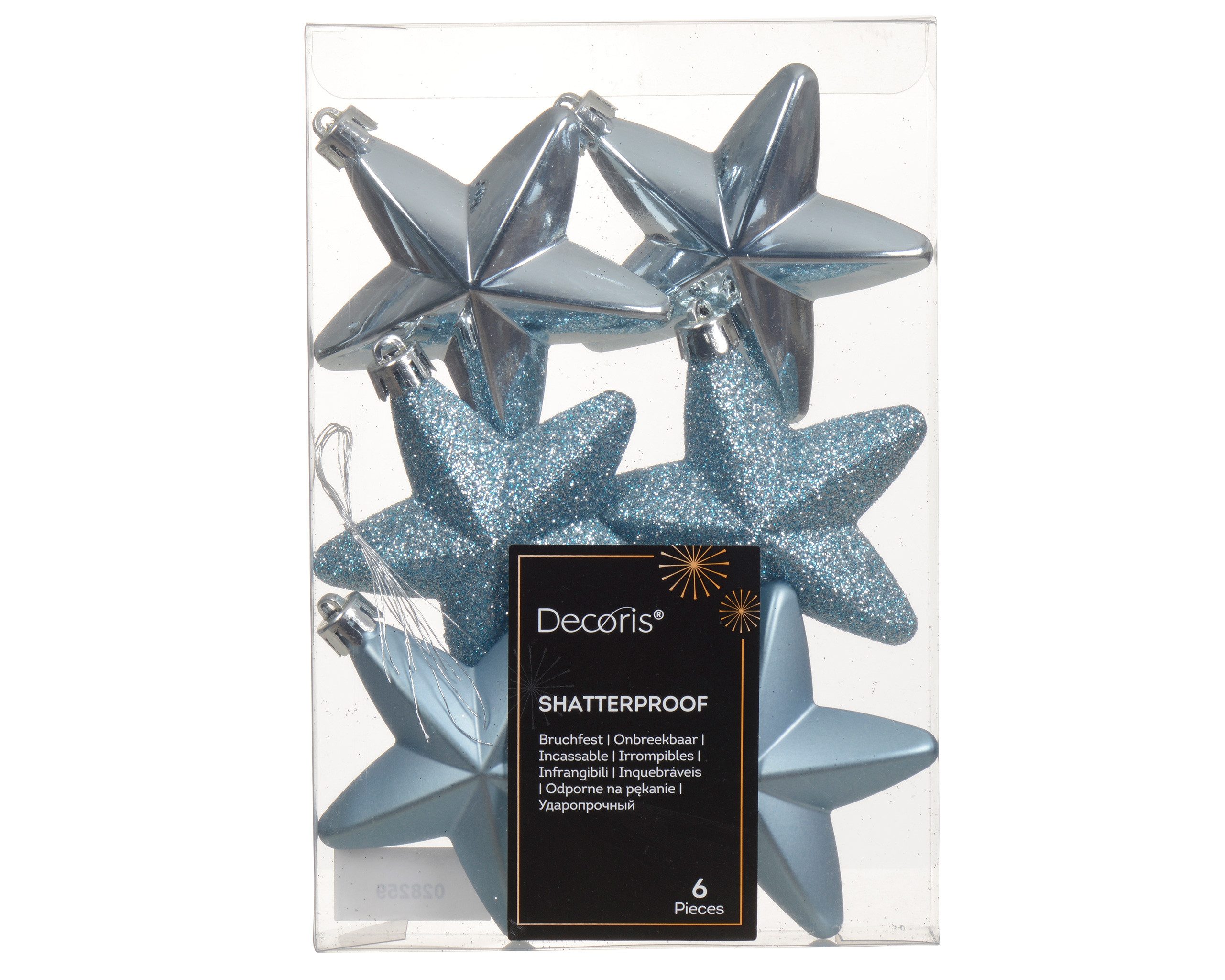 Kaemingk Christbaumschmuck, Christbaumschmuck Sterne 7cm Kunststoff 6 Stück - Eisblau