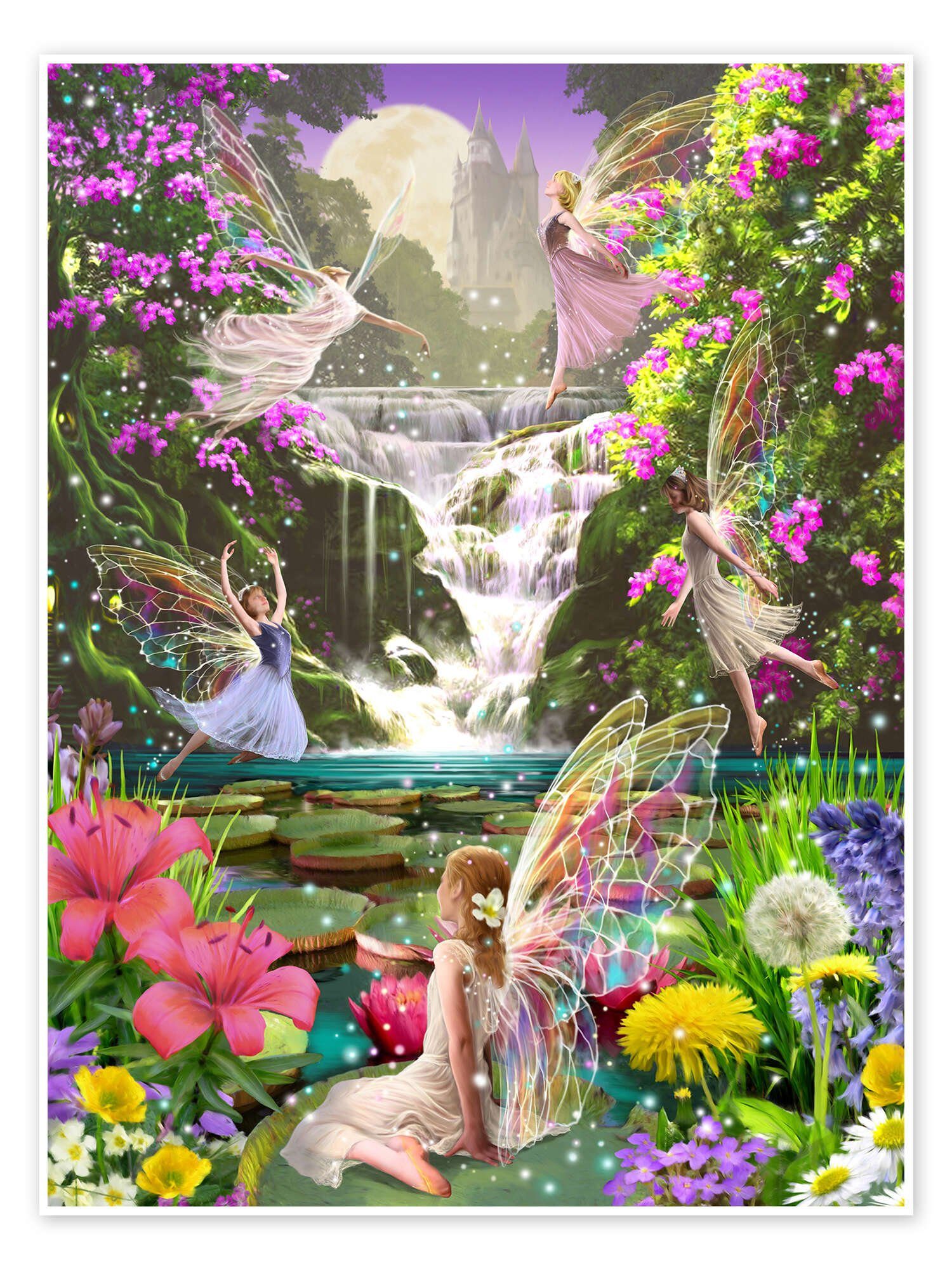Posterlounge Wandbild Die Feen am Wasserfall, Garry Walton, erhältlich als Poster, Leinwandbild, Wandsticker oder Acrylglasbild