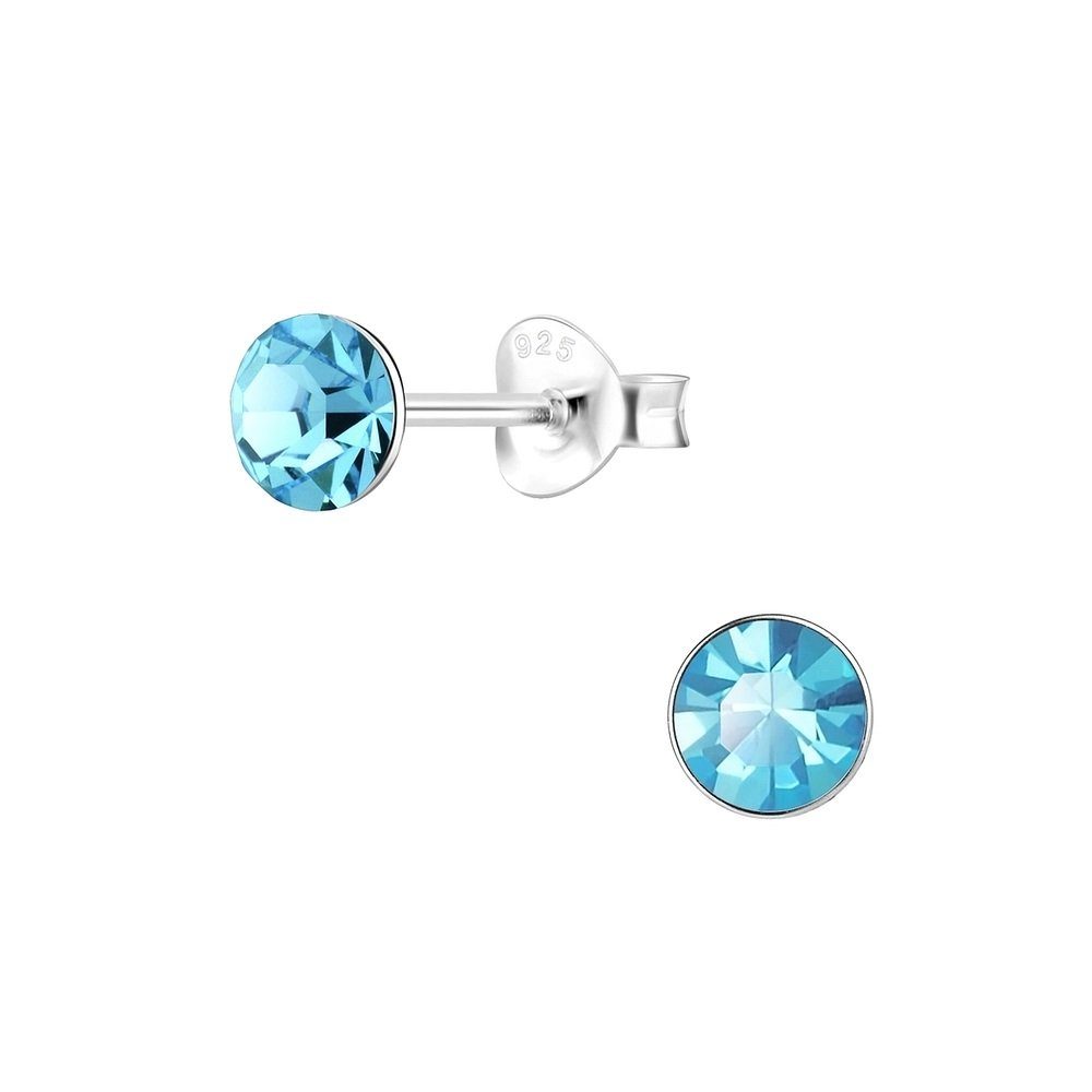 ALEXANDER YORK Paar Ohrstecker KRISTALL 5 mm I aqua, 2-tlg., 925 Sterling Silber