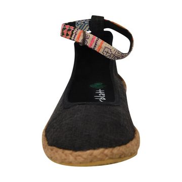 virblatt Espadrilles Damen, Hanf, Freizeitschuhe Sommerschuhe Hippie Damen Ballerina Knöchelband mit Ethnoverzierung