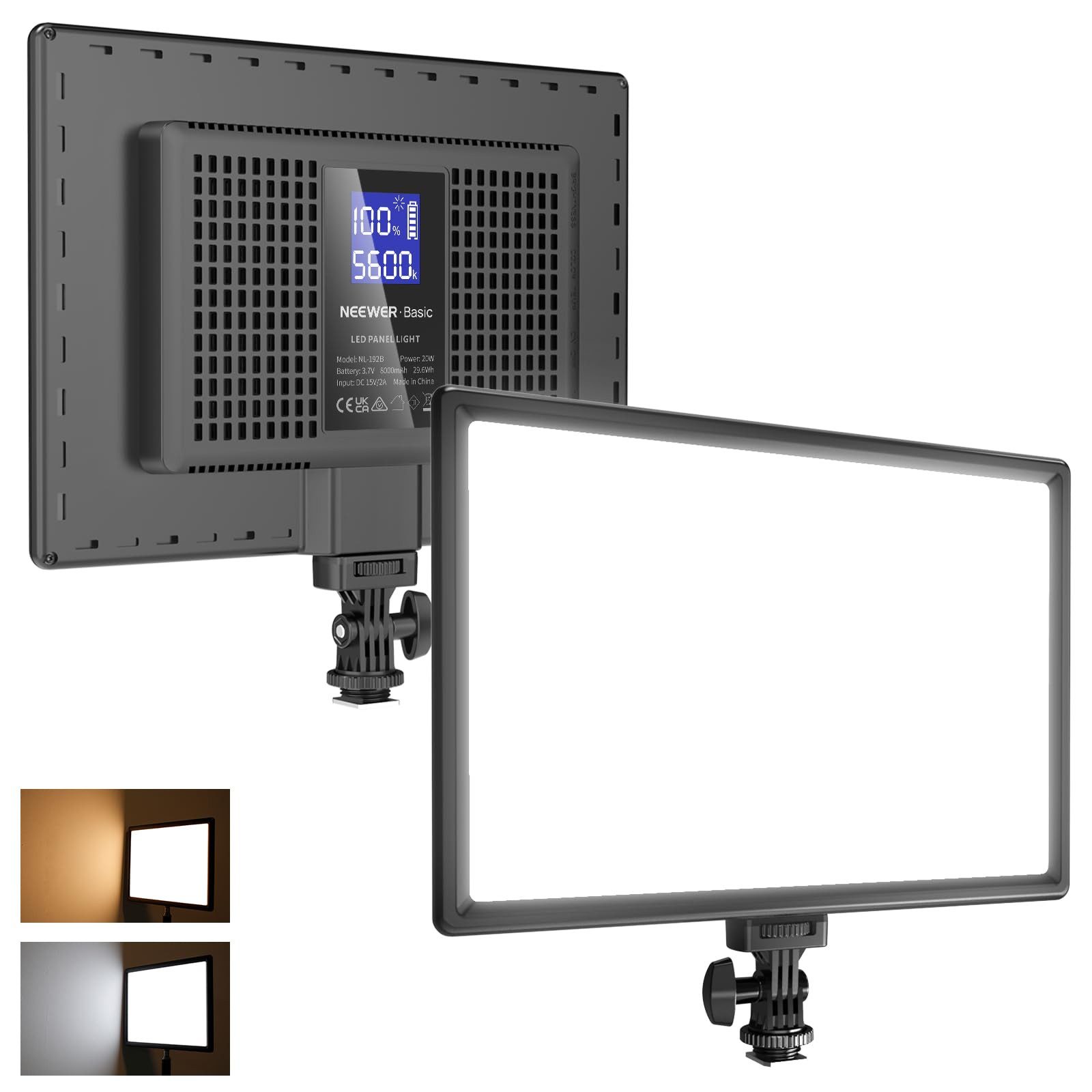 Neewer Videoleuchte NL-192B 13" LED Panel Videolicht, 20W, dimmbar, Ultradünne, 3200-5600K, 8000mAh, CRI97+, Foto-Schlüssellicht für Streaming Studio Fotografie