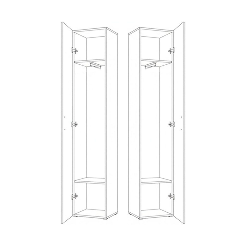 Masseno Garderobenschrank MODULO 80 x 204 cm Flurmöbel Garderoben-Set mit 2 Türen Schwarz