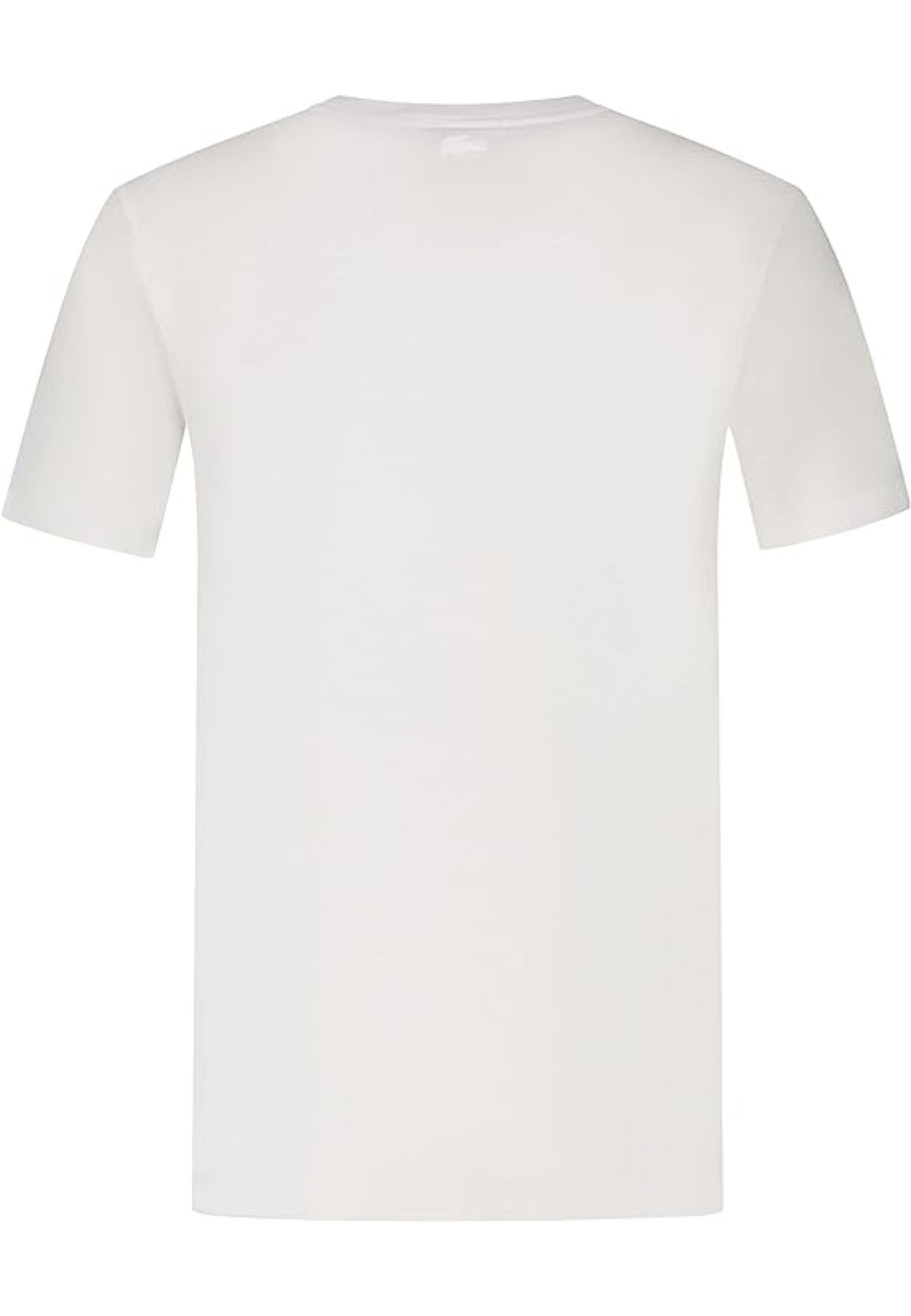 mit und (1-tlg) T-Shirt Lacoste weiß Kurzarmshirt T-Shirt Rundhalsausschnitt