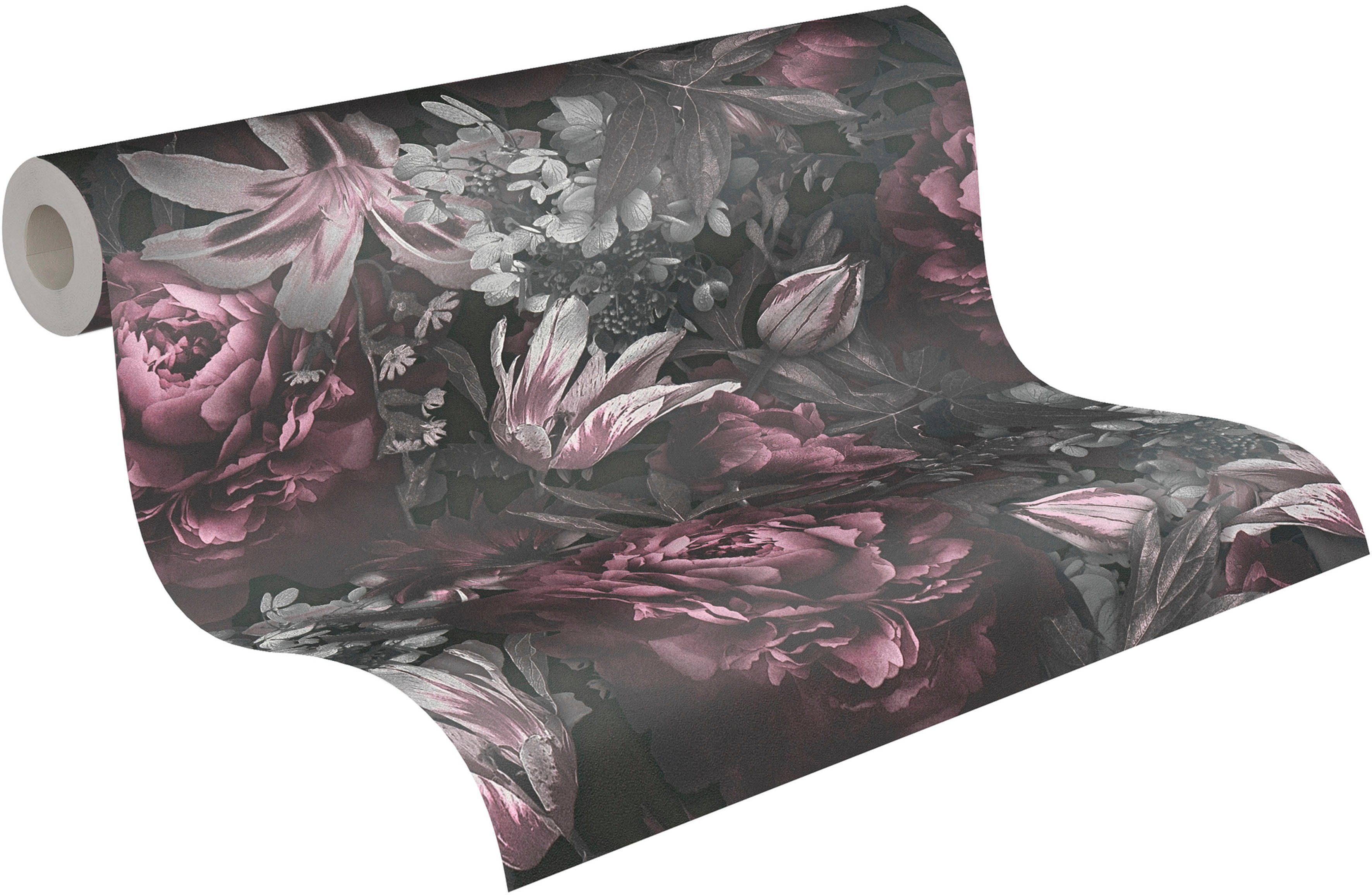 Bricoflor Lila Tapete mit Blumen Nostalgisch Vintage Blumentapete aus Vlies günstig online kaufen