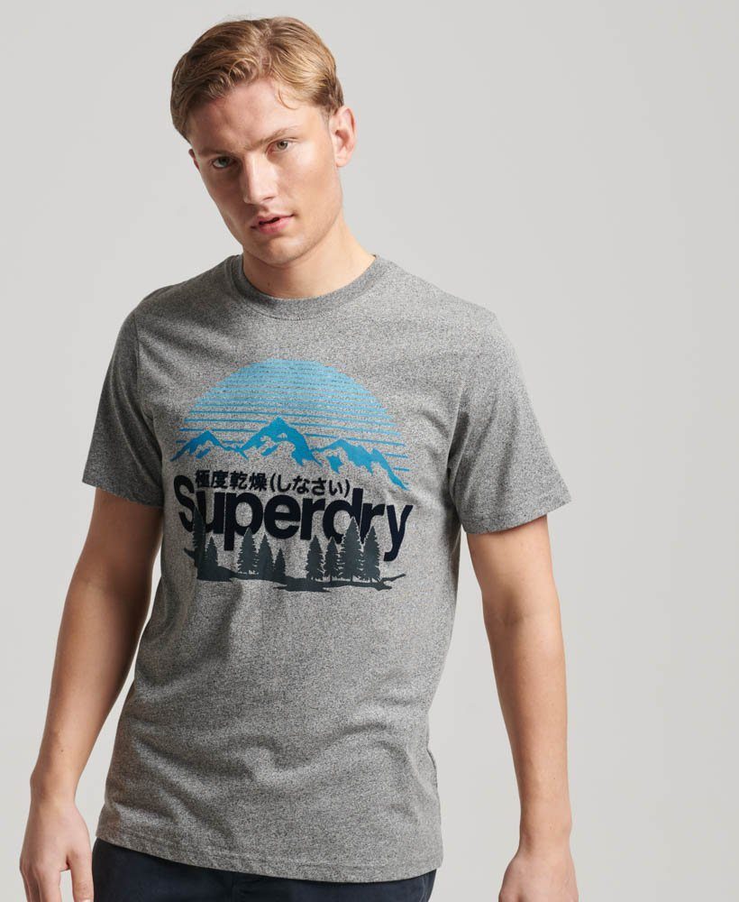Superdry T-Shirt CL GREAT OUTDOORS GRAPHIC TEE Karst Black Mega Grit