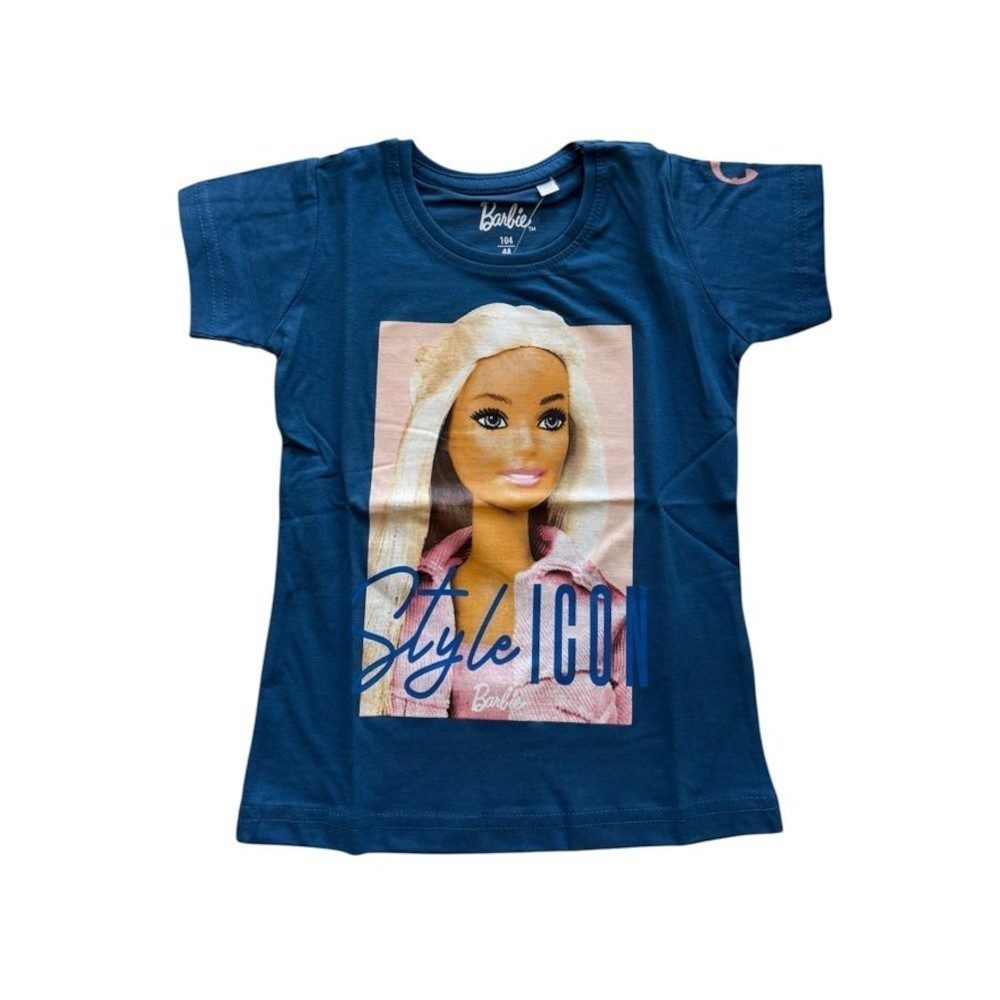 Barbie T-Shirt Kurzärmeliges T-Shirt für Mädchen Barbie-Print, blau oder gelb