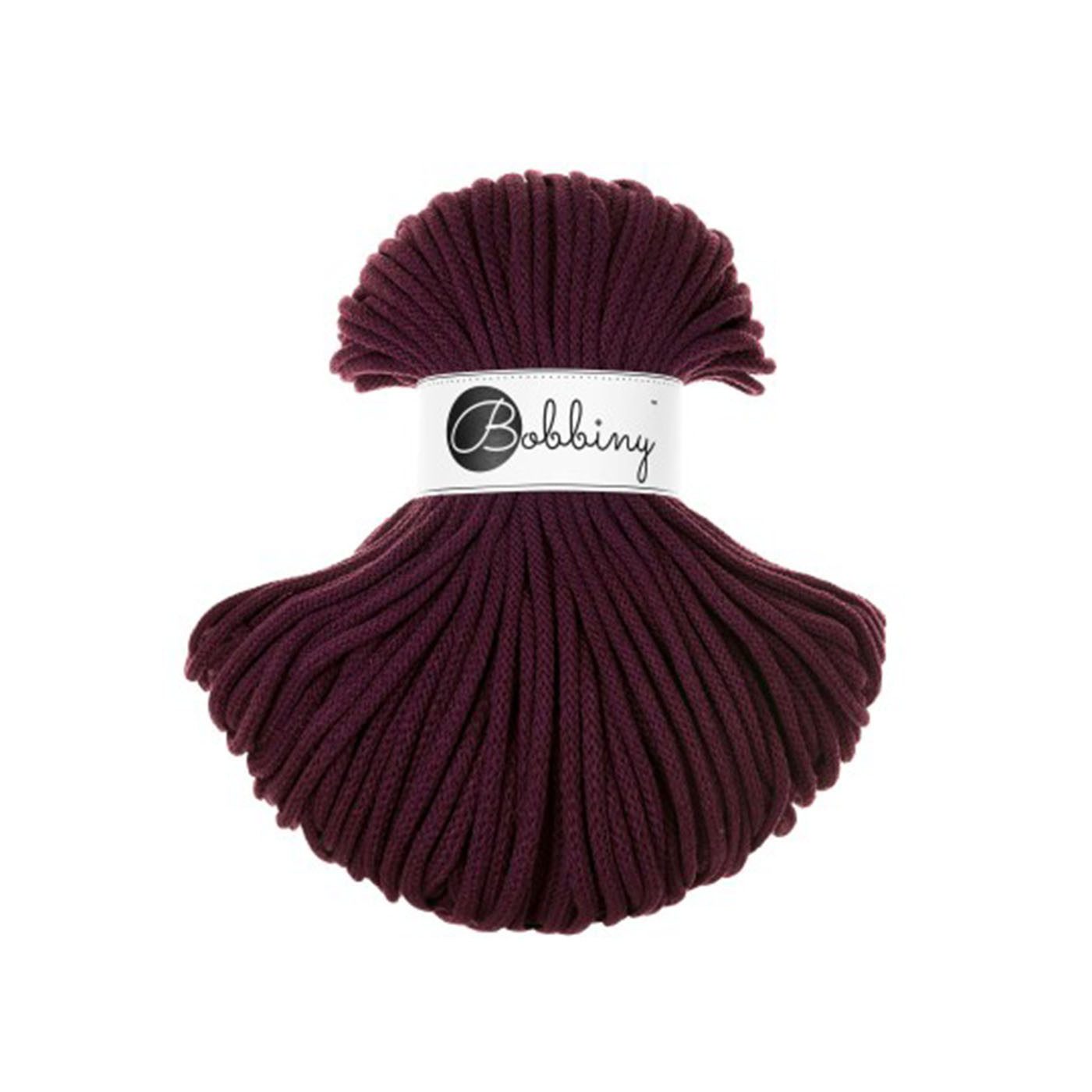Bobbiny Baumwollkordeln - Flechtkordeln 5 mm - 100m Burgundy Bastelgarn, 100 m