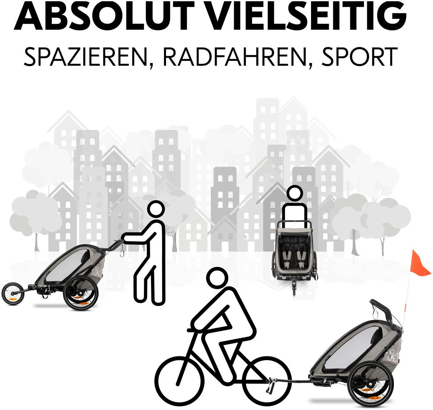 Hauck Fahrradkinderanhänger Bike N Walk Duo, für 2 Kinder, inkl. Deichsel